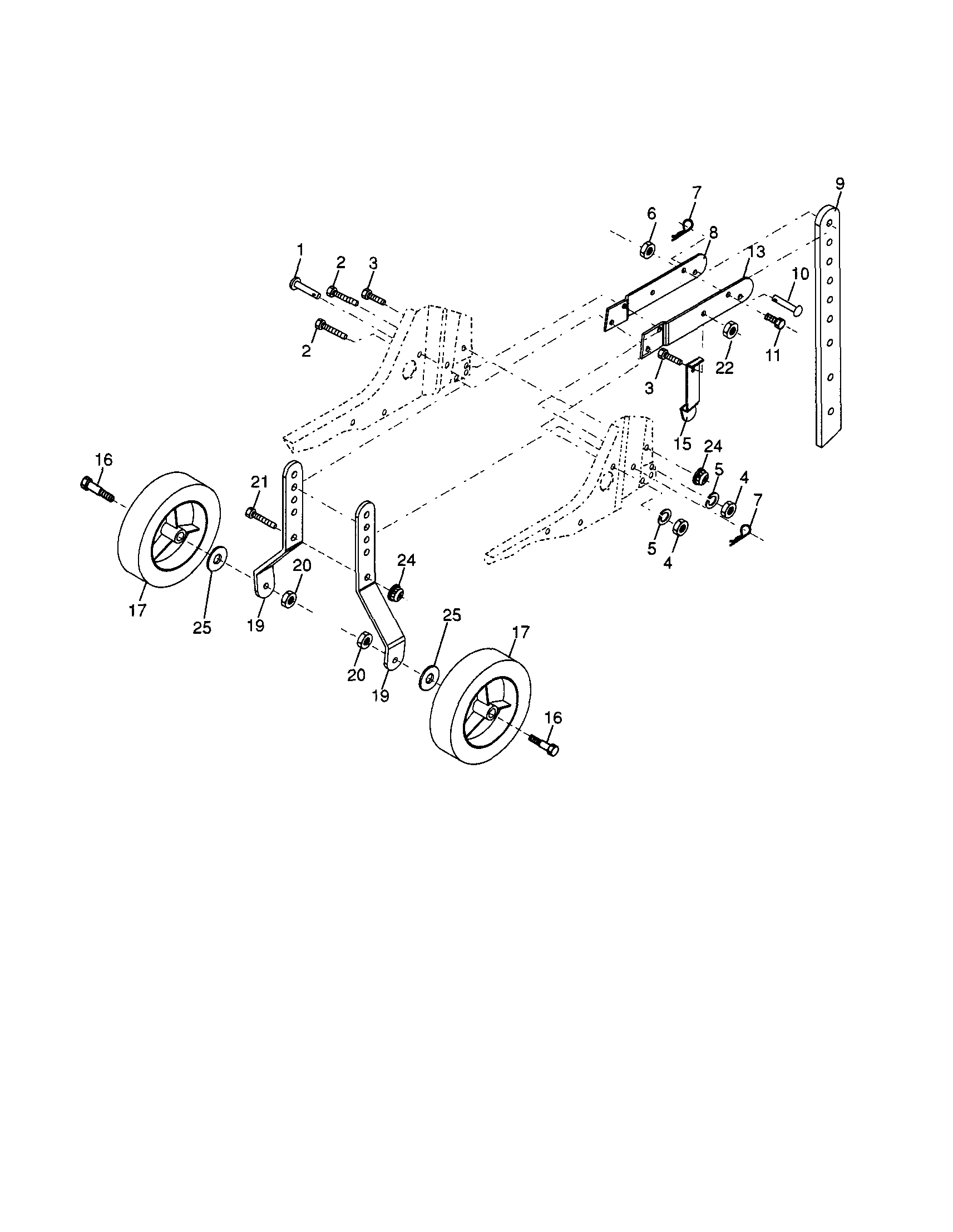 Husqvarna 917299390 wheels & depth stake assembly diagram