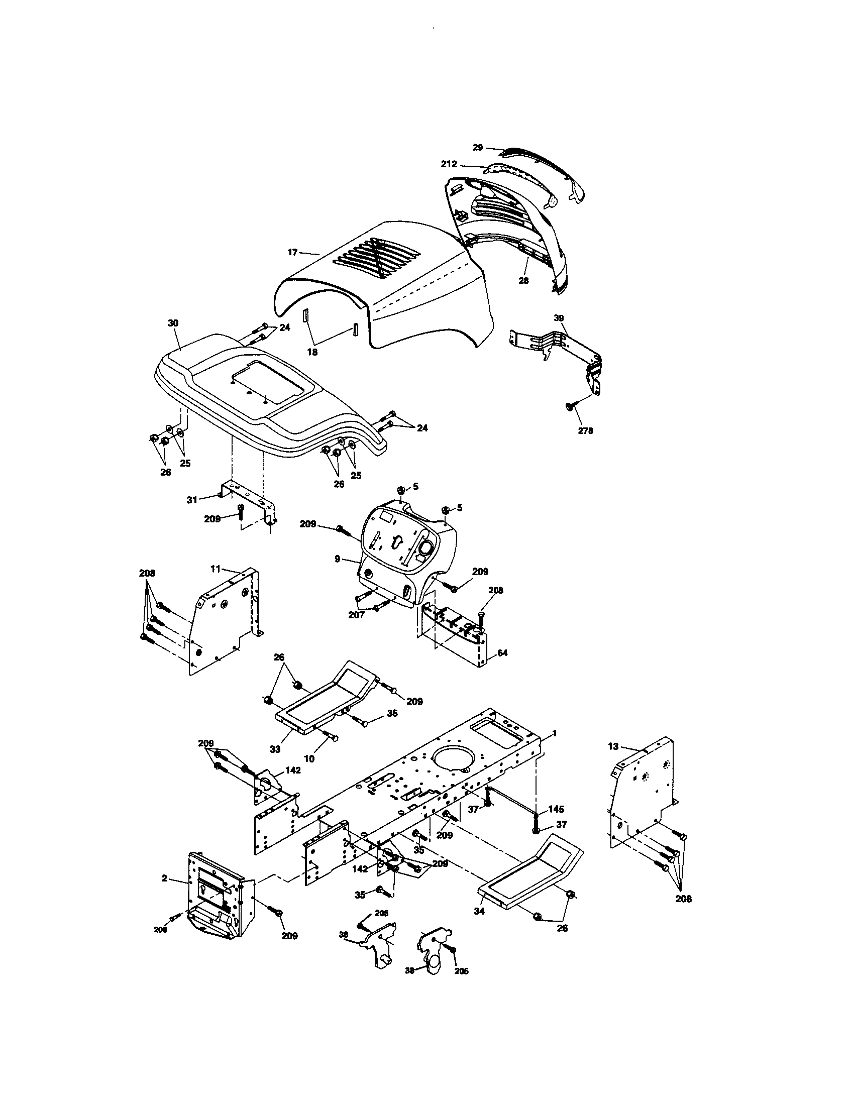 Poulan PO15538LT chassis diagram