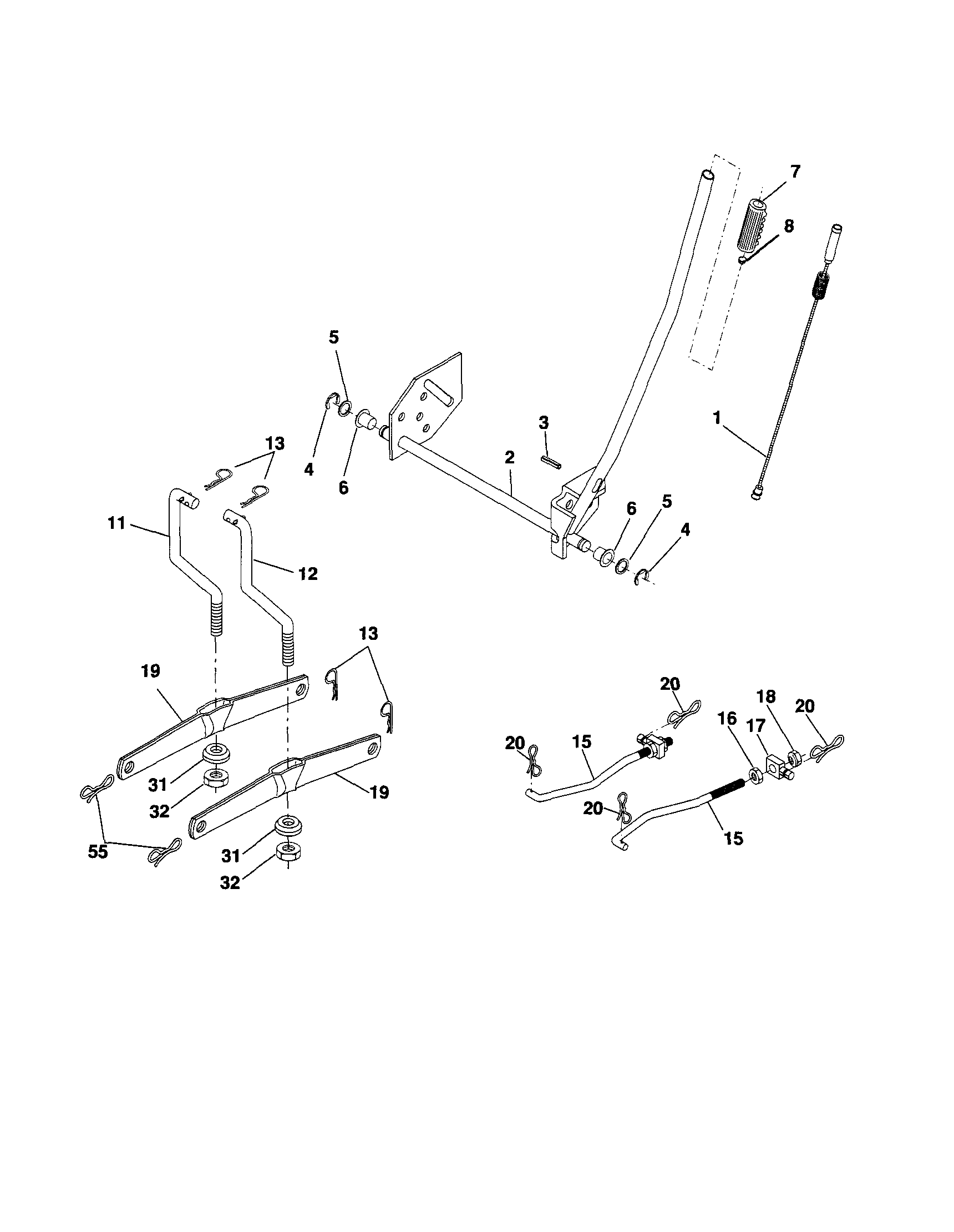 Poulan PO15538LT mower lift diagram