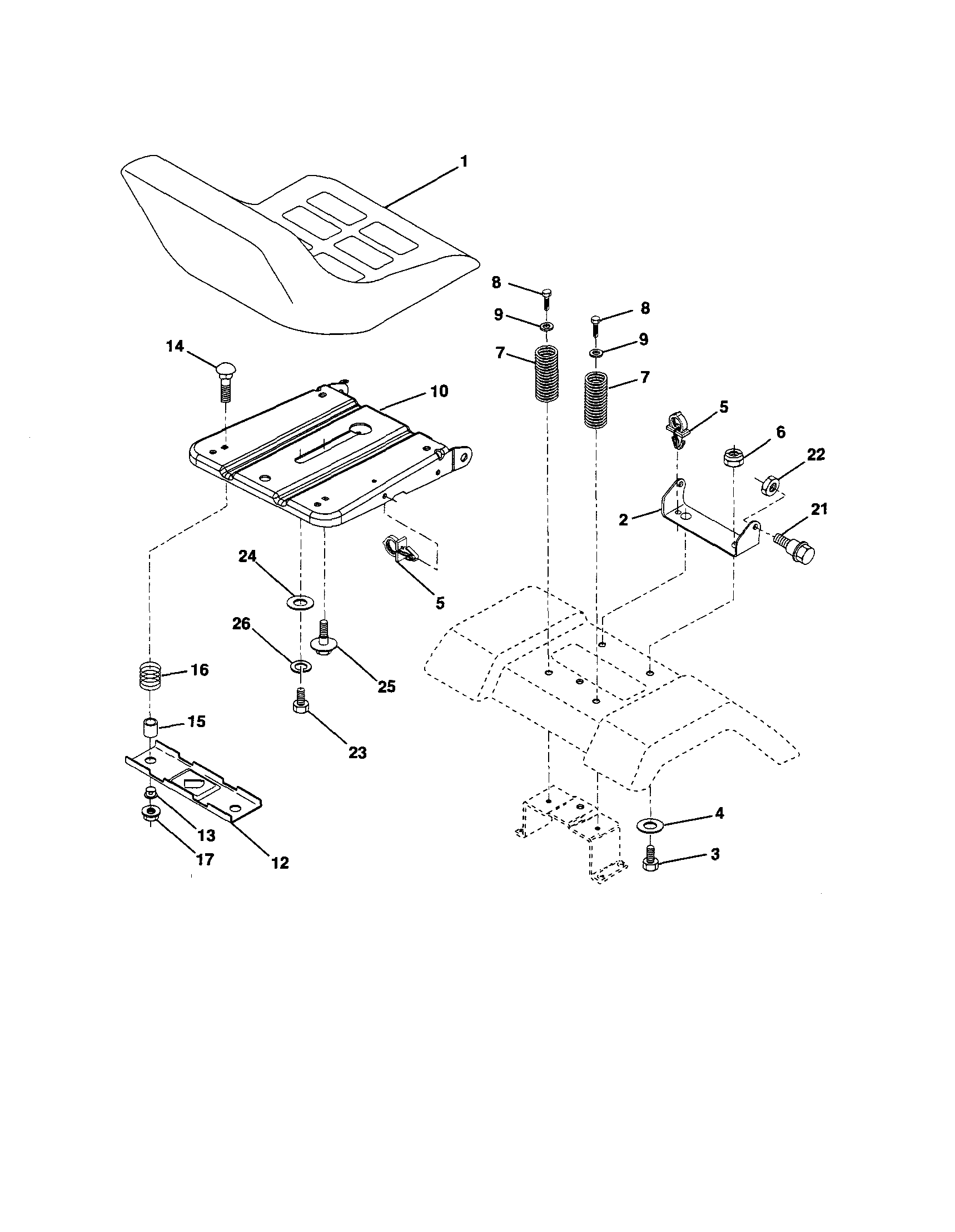 Poulan PO15538LT seat diagram