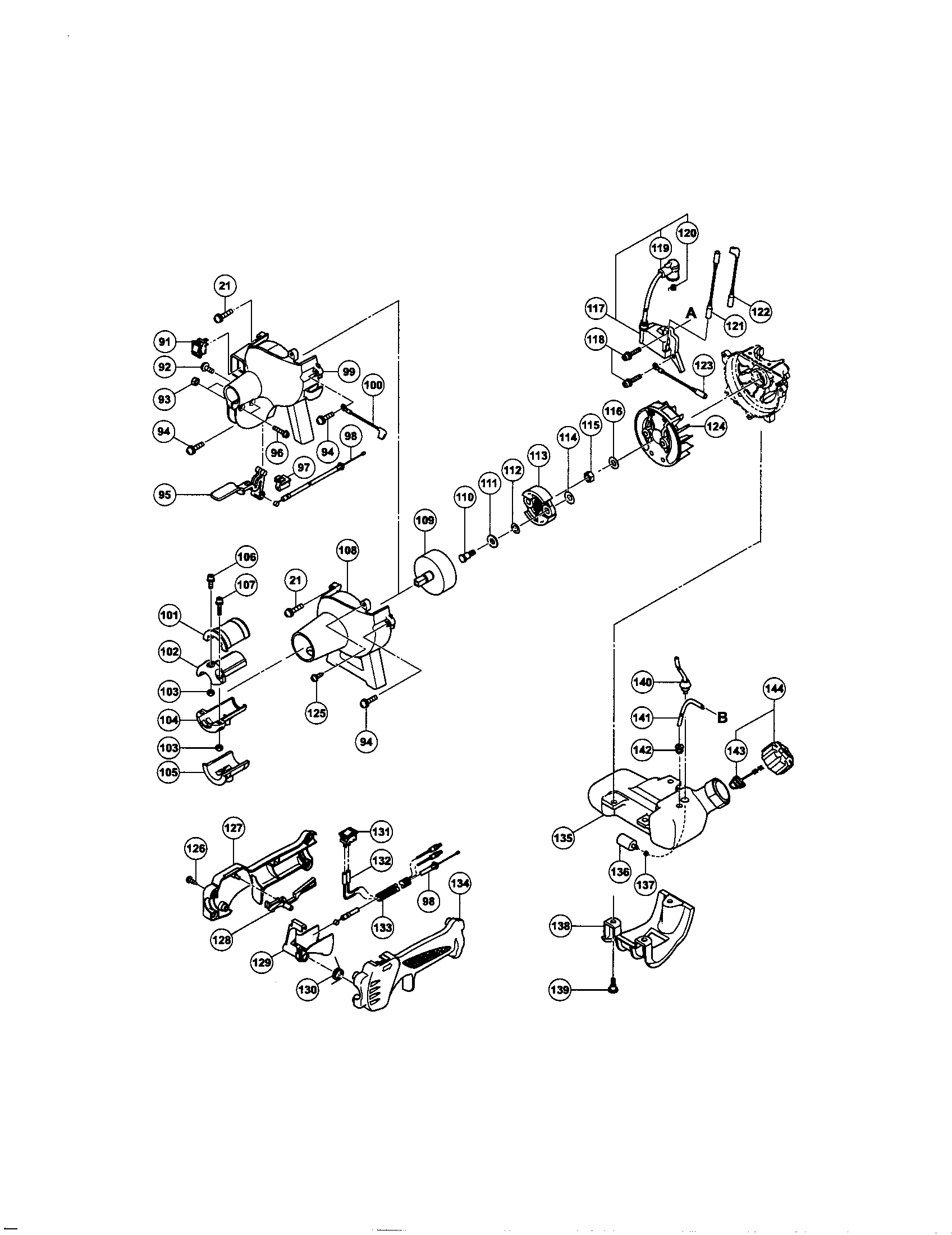 Hitachi CG22EABL fan case/magneto rotor diagram