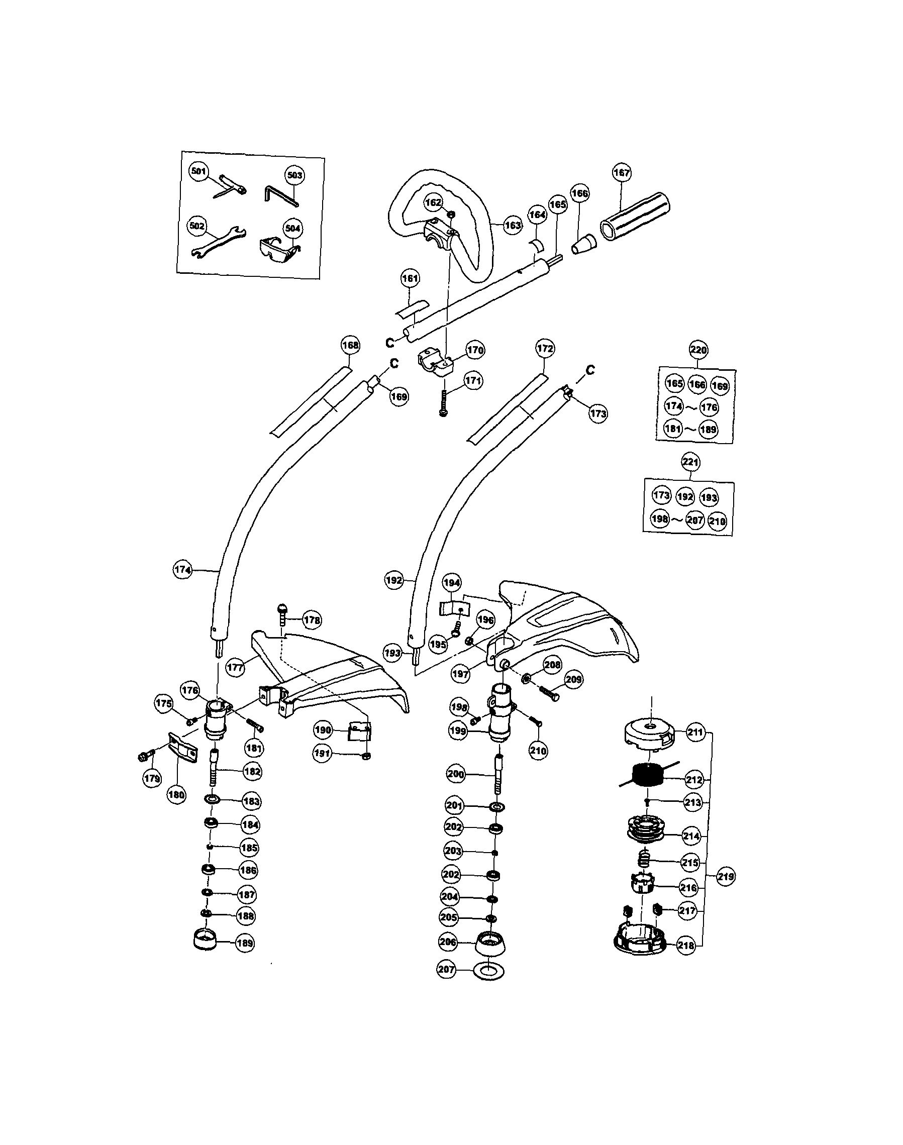 Hitachi CG22EABL handle/shield/main pipe diagram