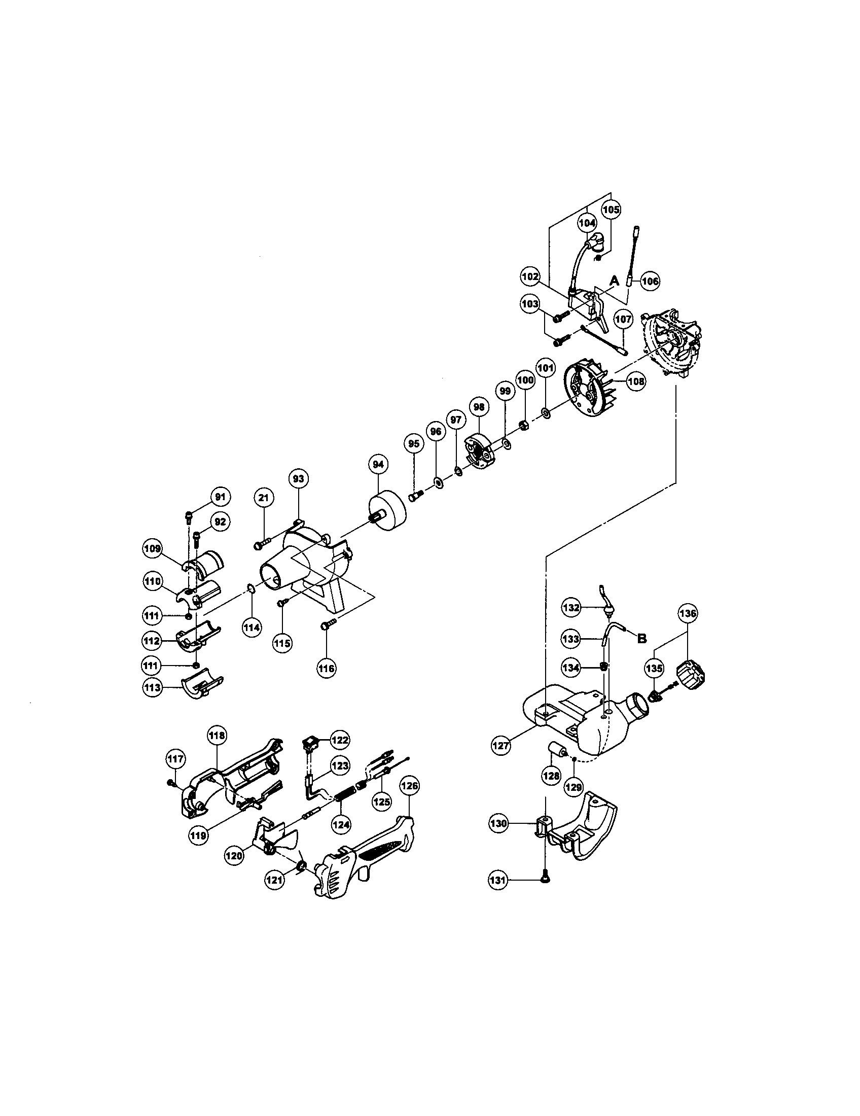 Hitachi CG22EASL fan case/magneto rotor diagram