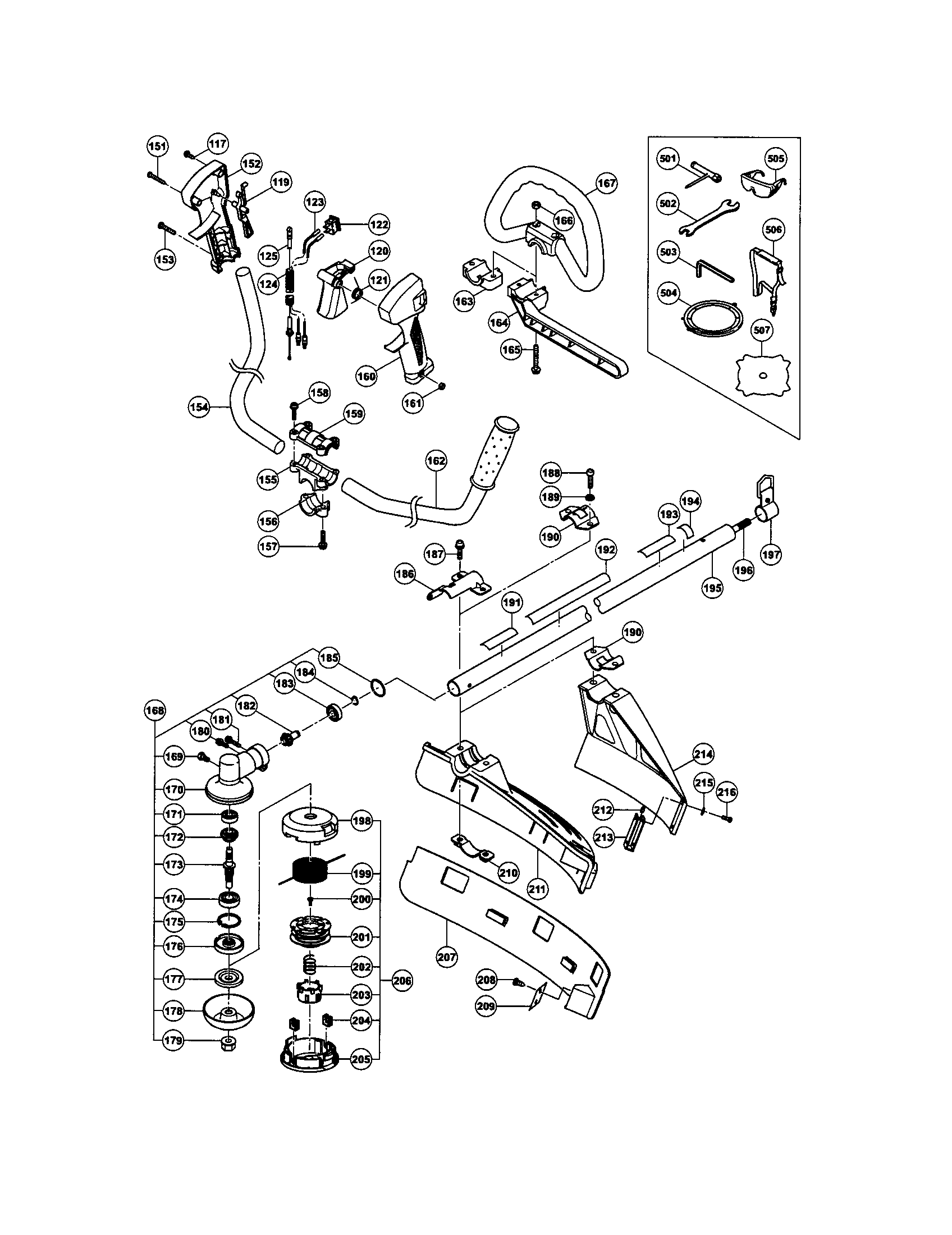 Hitachi CG22EASL handle/shield/main pipe diagram