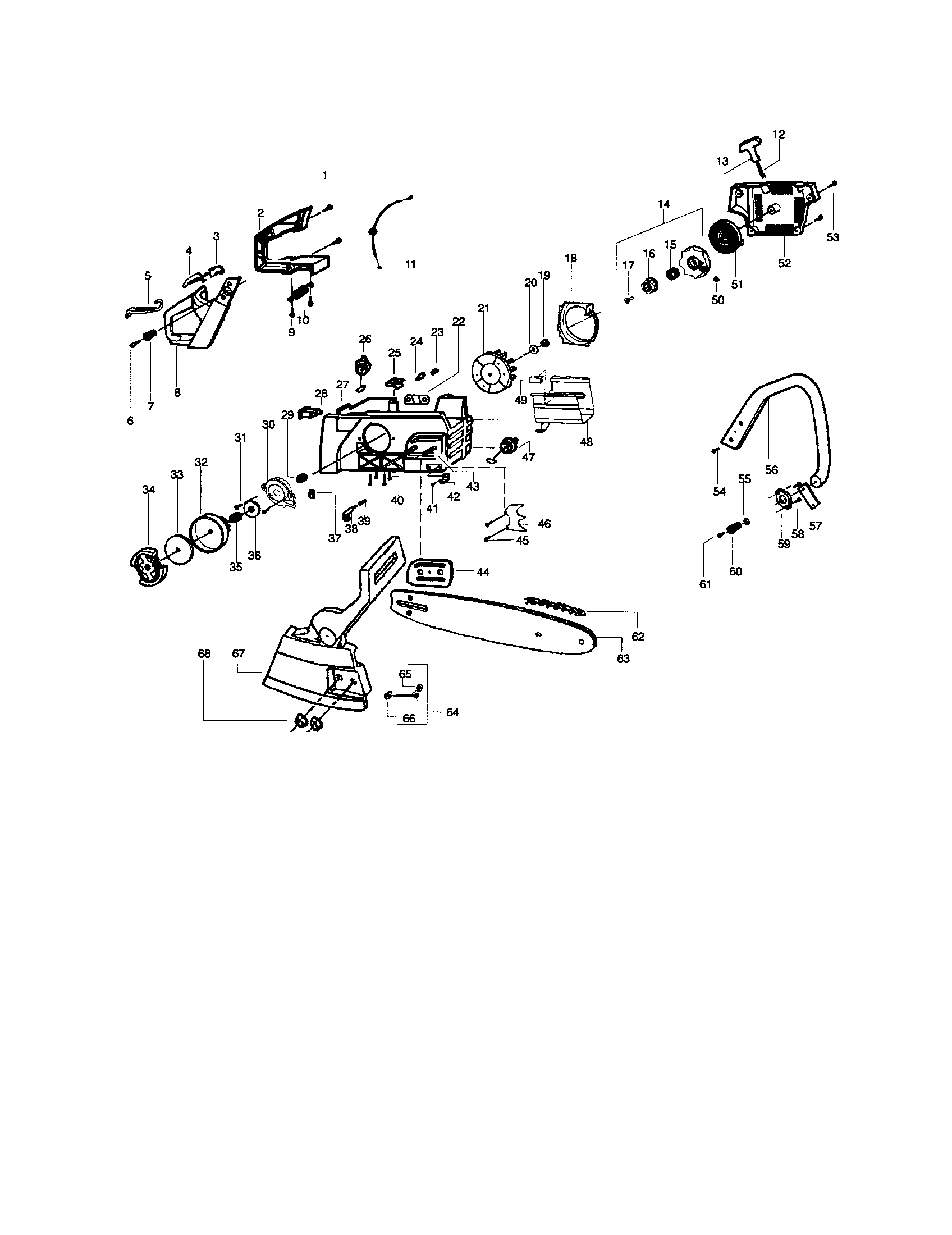 Poulan PP4620AV TYPE 6 chassis/bar/handle diagram