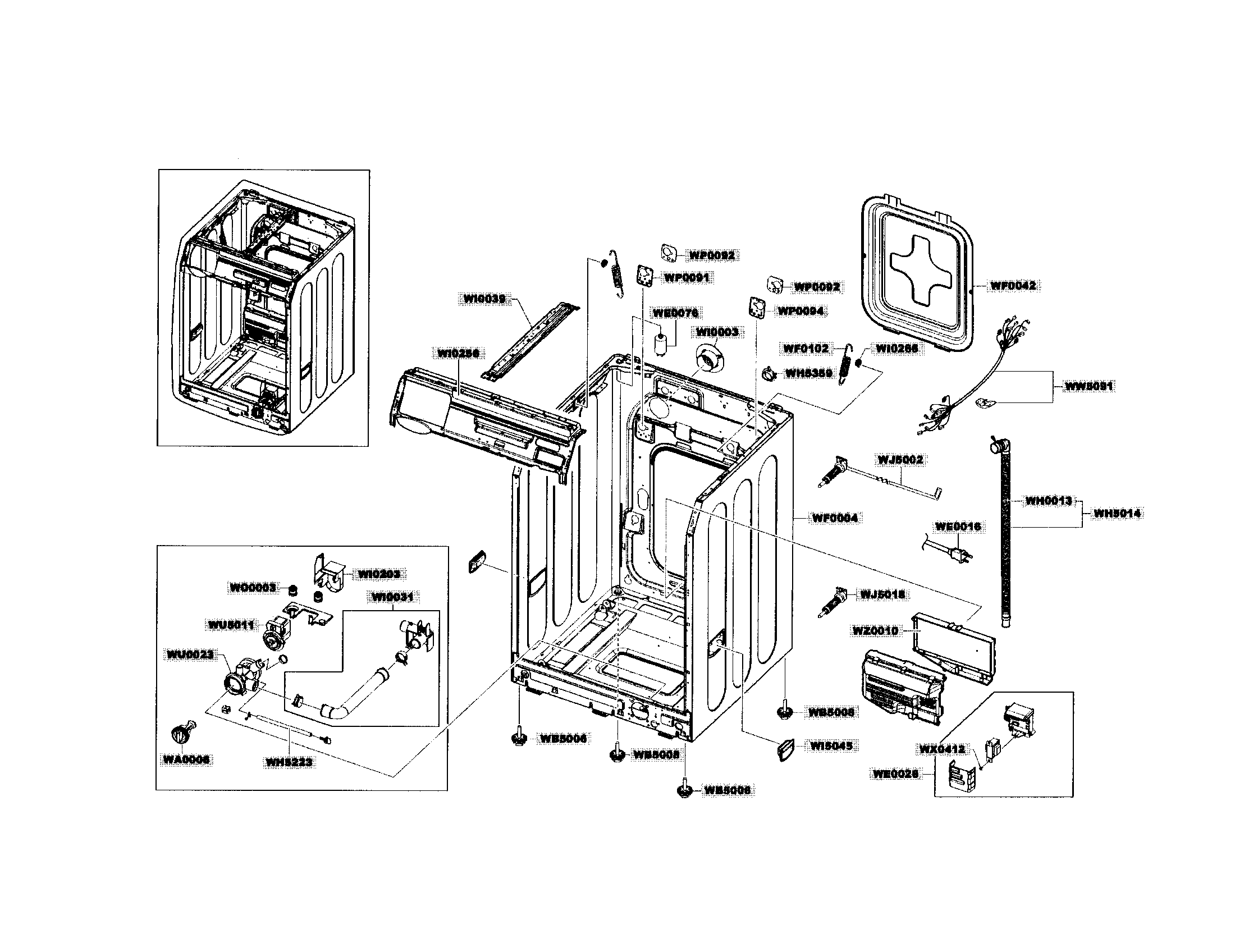 Samsung WF409ANW/XAA-01 frame & cover diagram