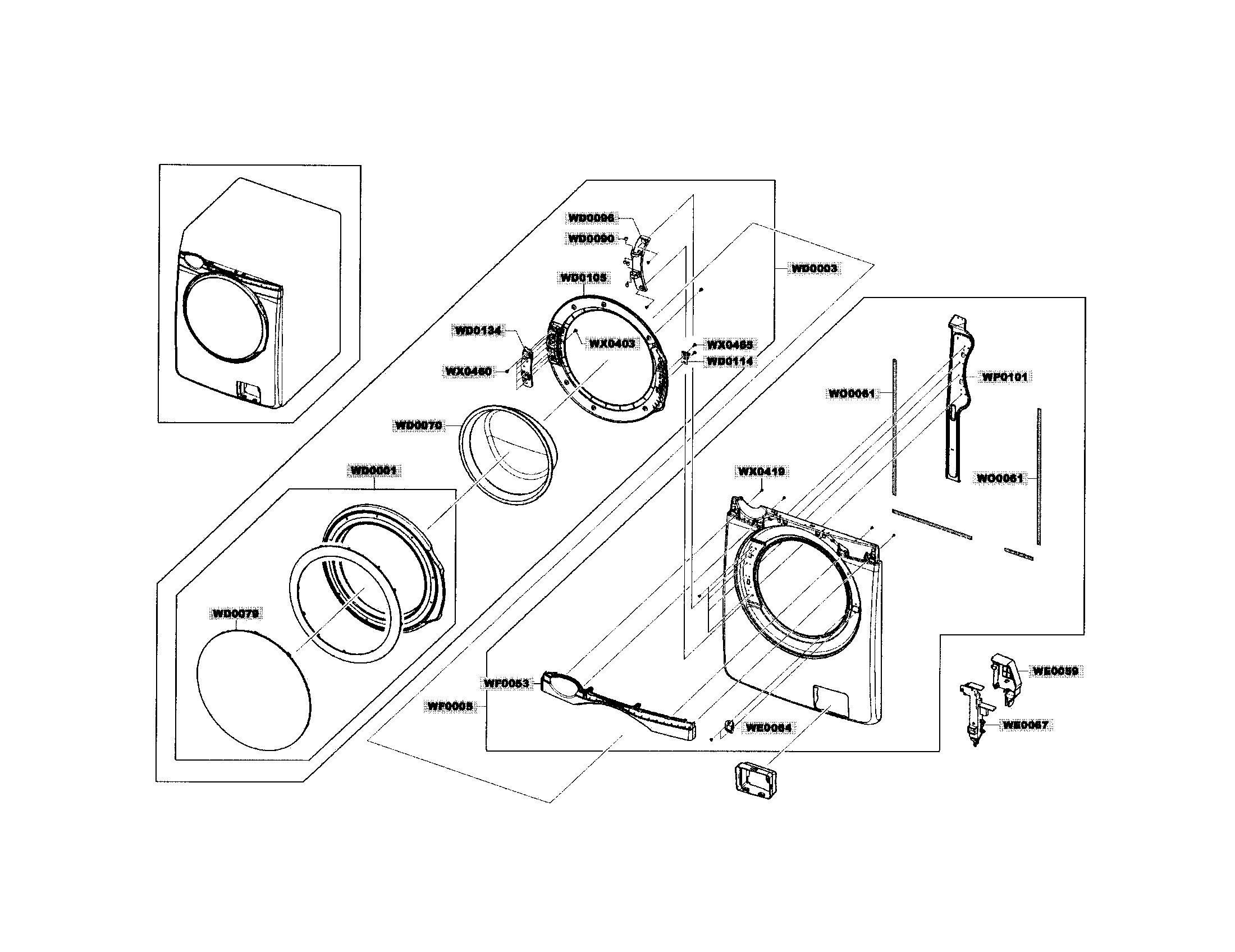 Samsung WF409ANW/XAA-01 frame front & door diagram