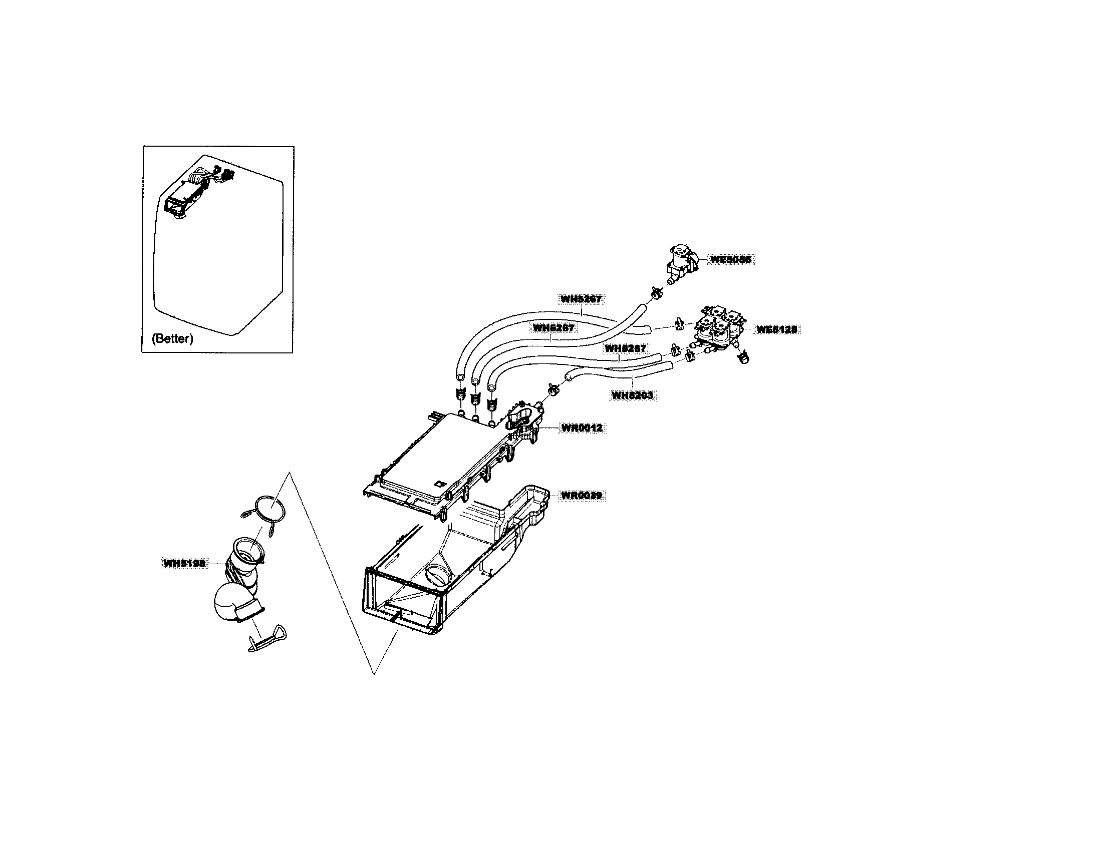 Samsung WF409ANW/XAA-01 drawer housing diagram
