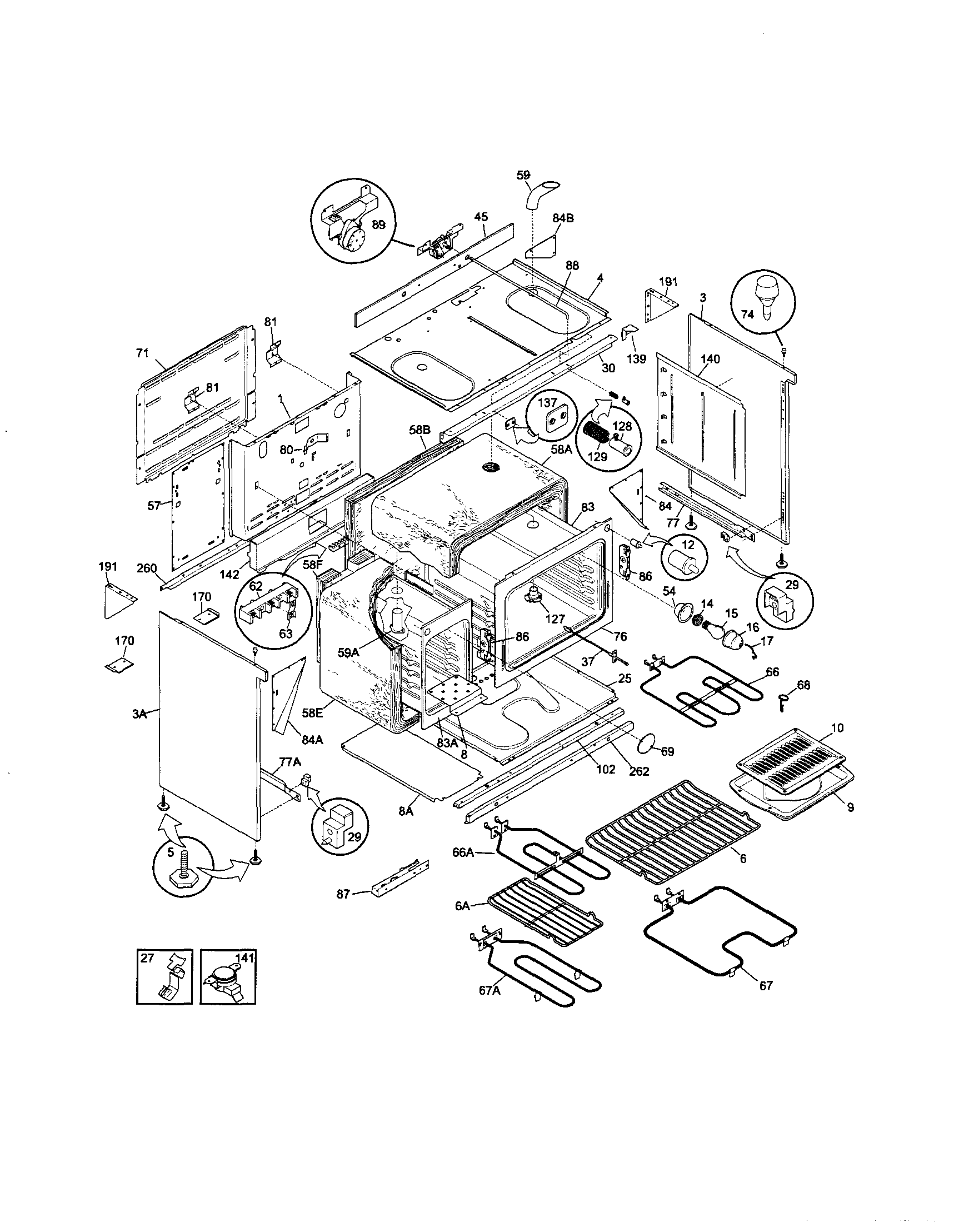 Frigidaire FFEF4015LWB body diagram