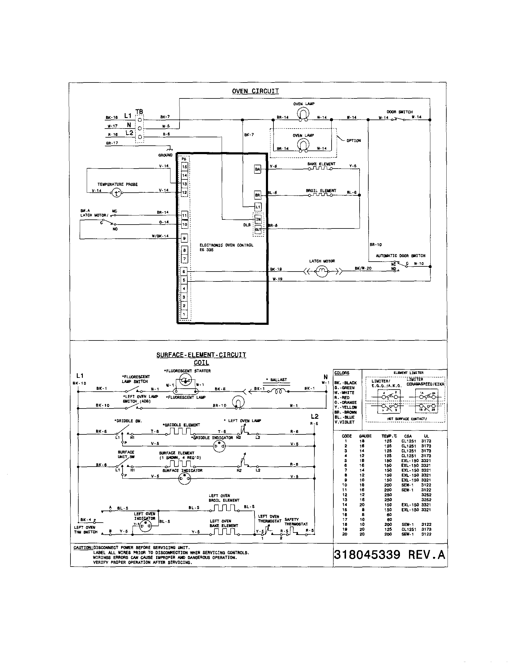Frigidaire FFEF4015LWB wiring diagram diagram