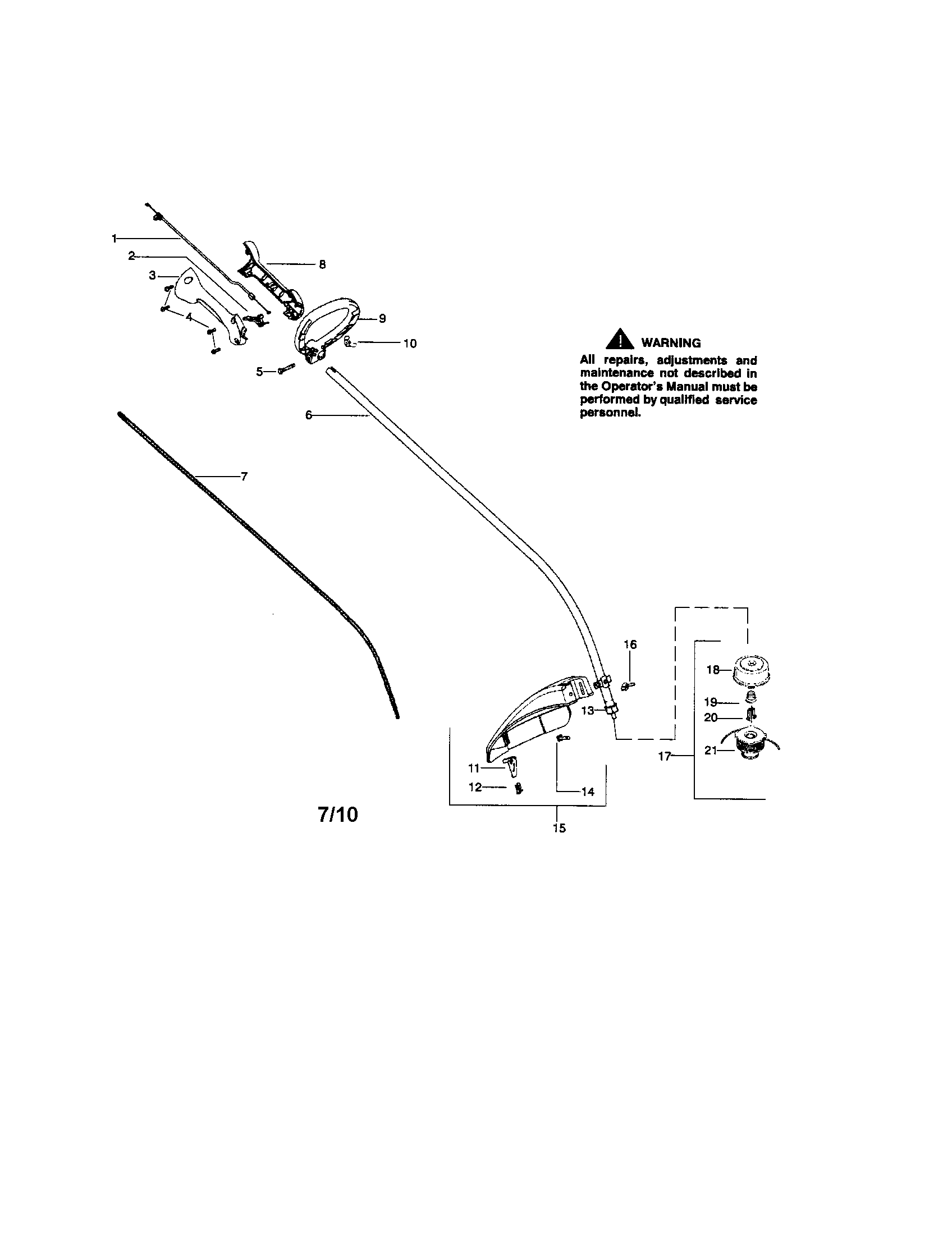 Craftsman 358791620 drive shaft/handle/shield diagram
