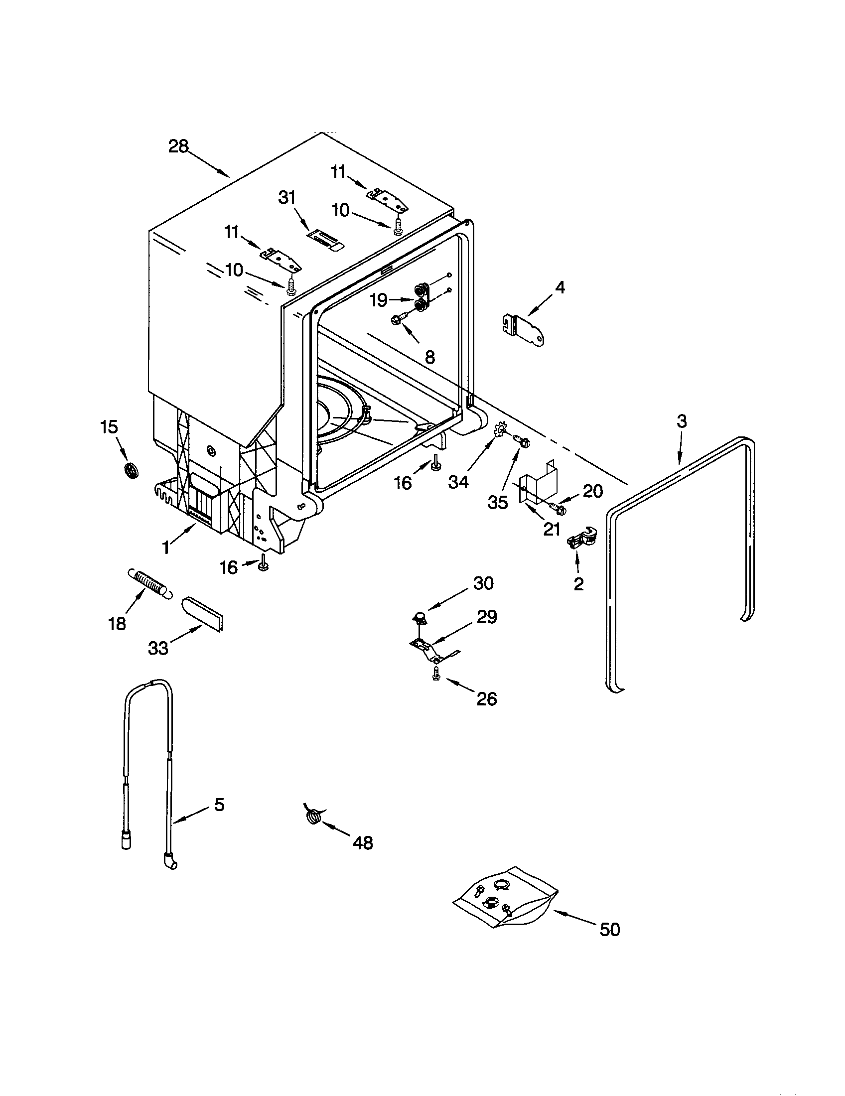 Kenmore 66513839K600 tub and frame diagram