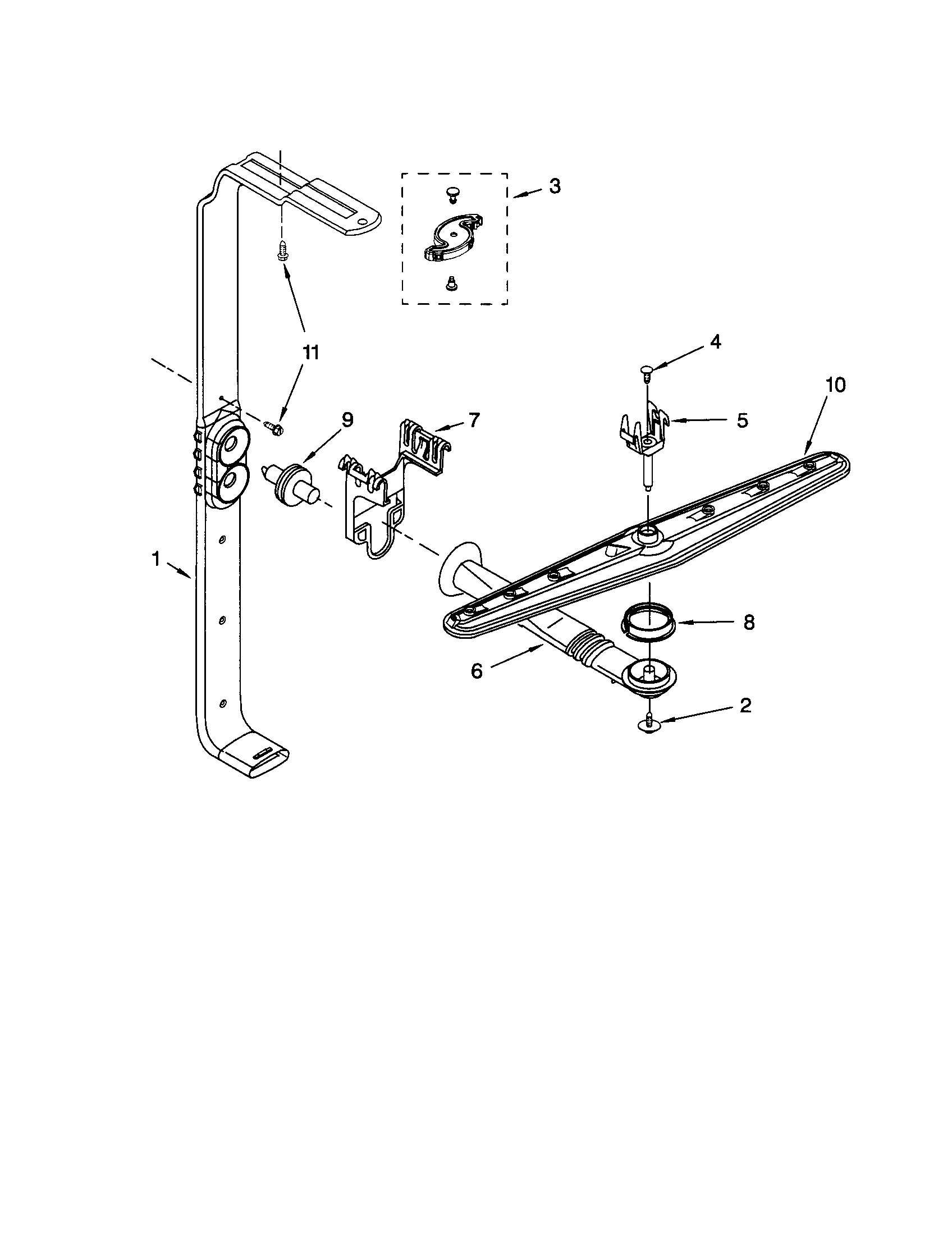 Kenmore 66513839K600 upper wash and rinse diagram