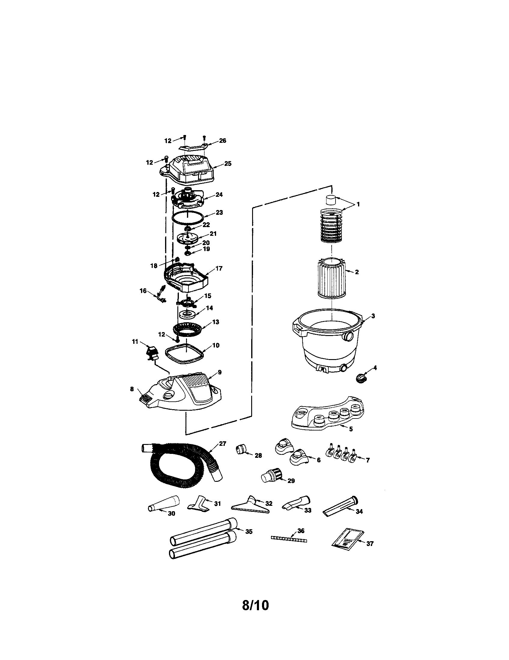 Craftsman 113170660 wet/dry vac diagram