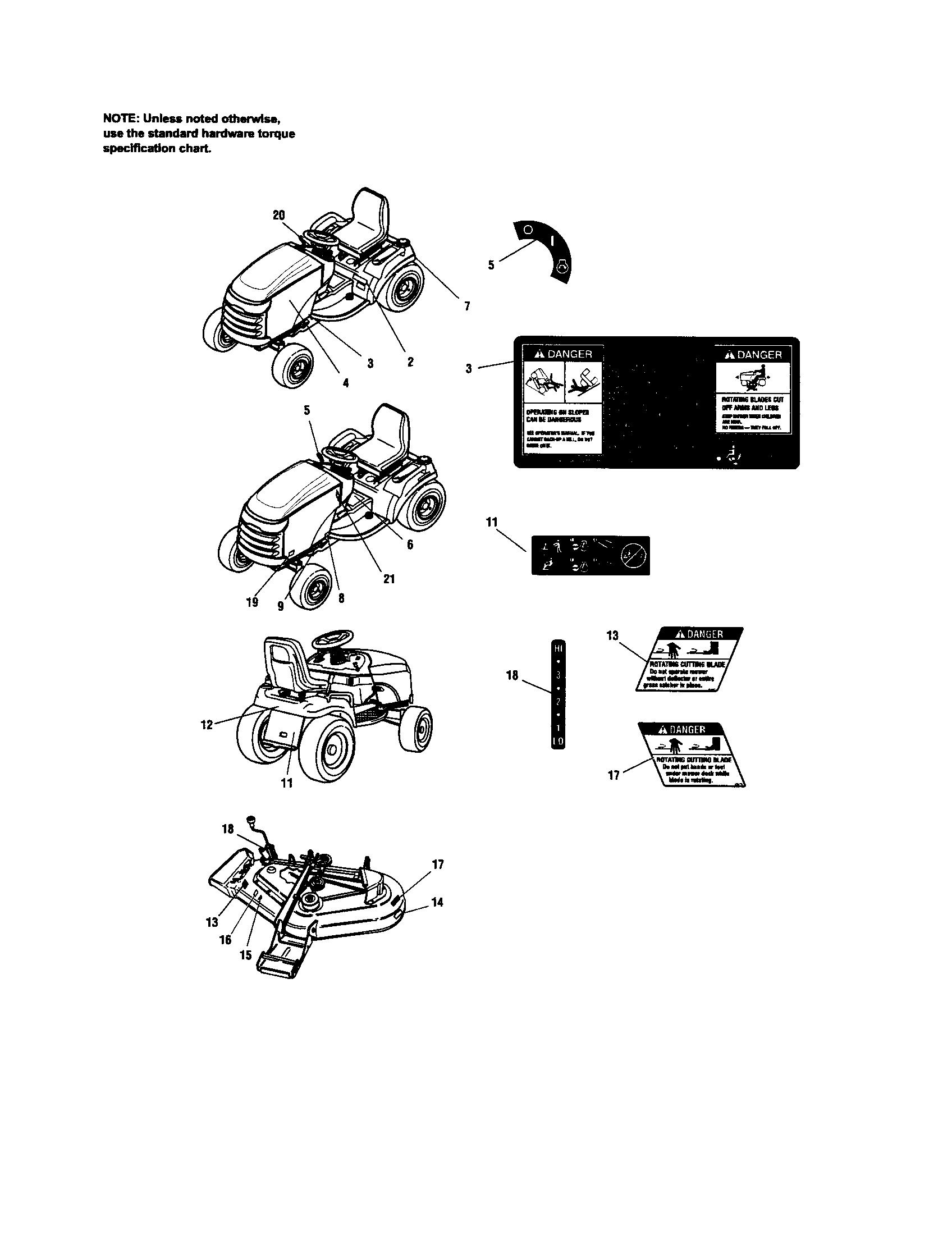 MTD PGT9500 decals diagram