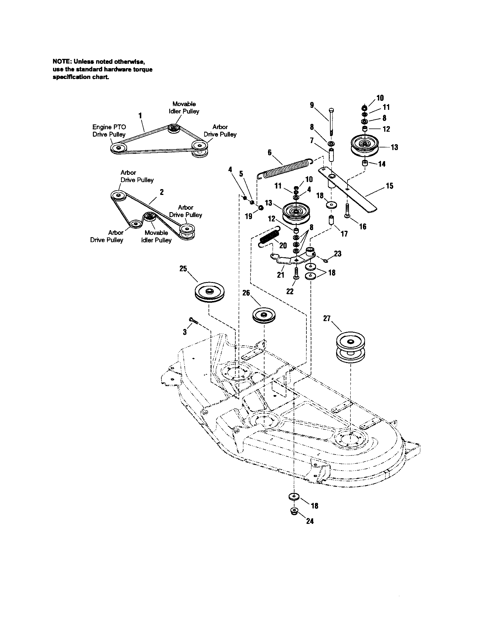 MTD PGT9500 54" deck-arbor drive diagram