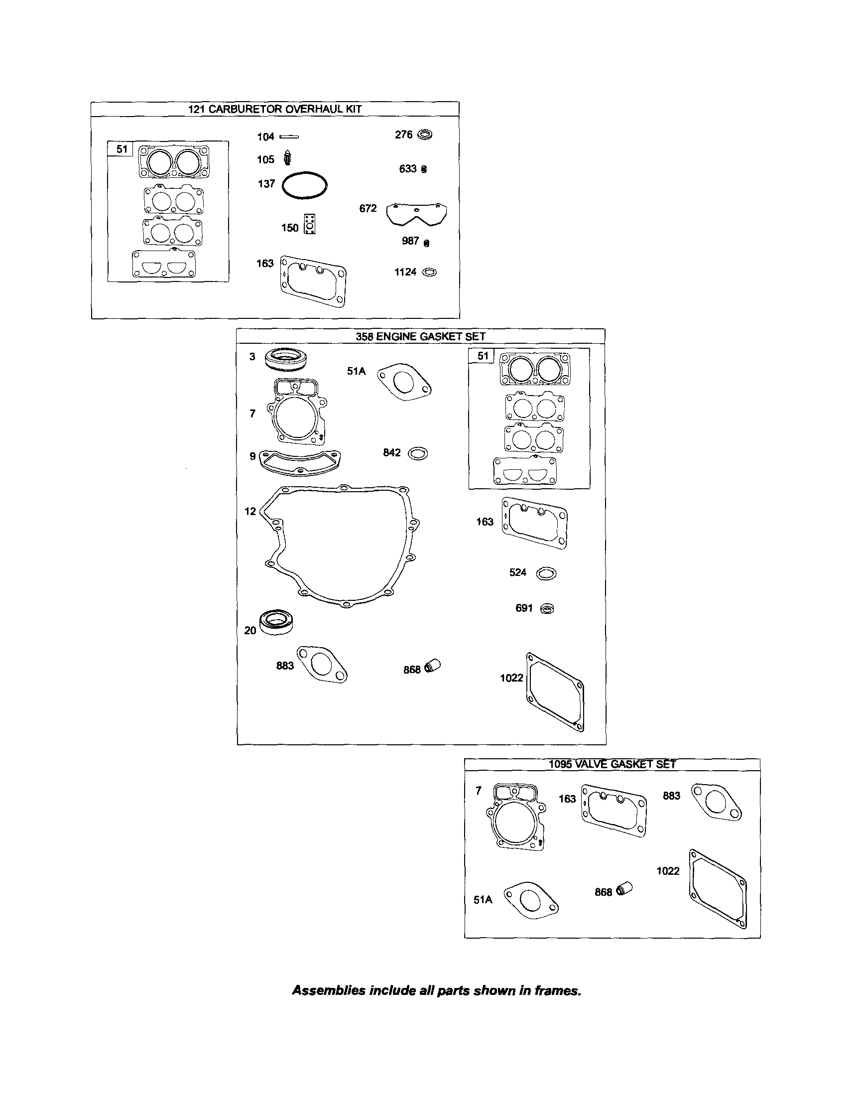 MTD PGT9500 gasket sets diagram