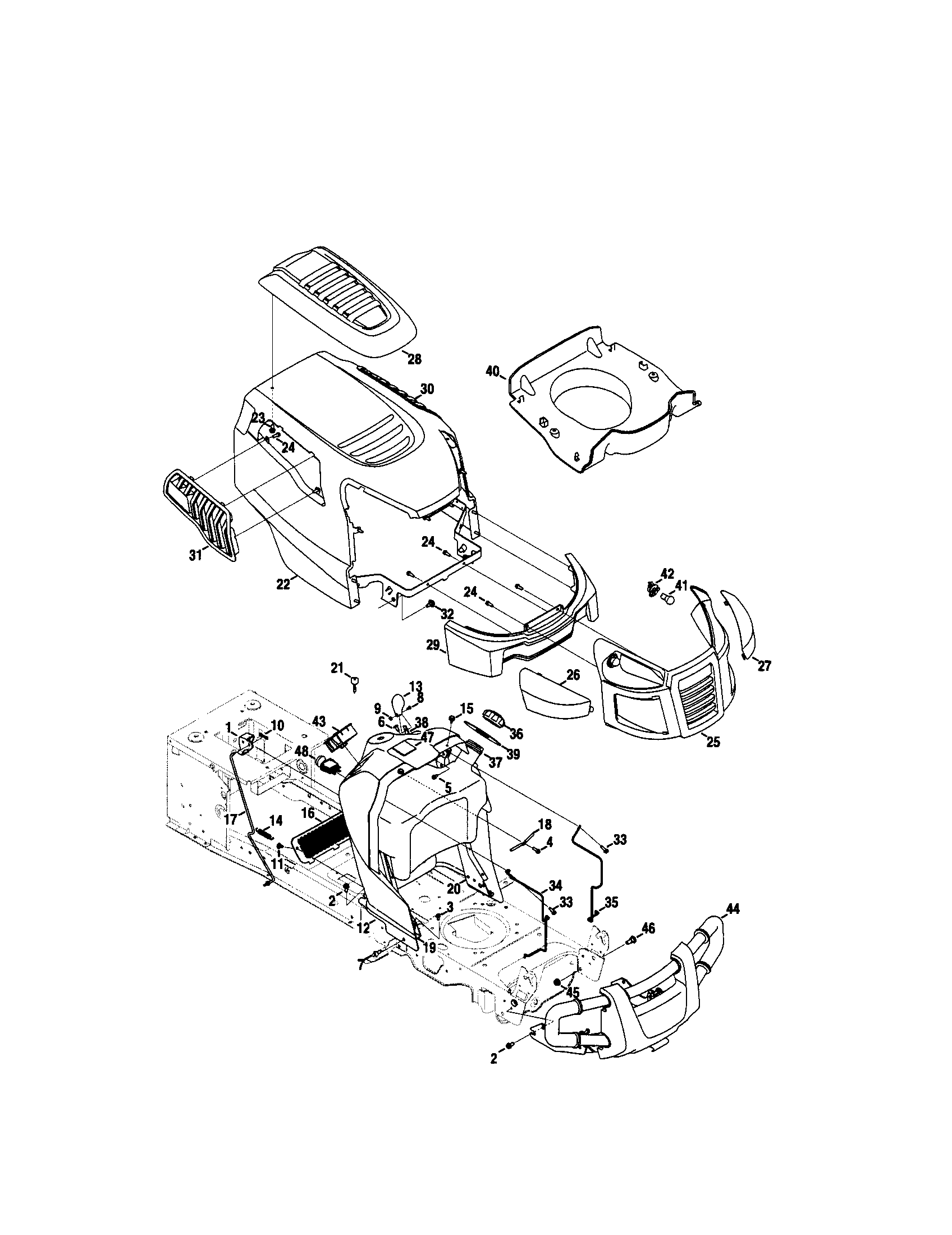 Craftsman 247289800 hood/dash diagram