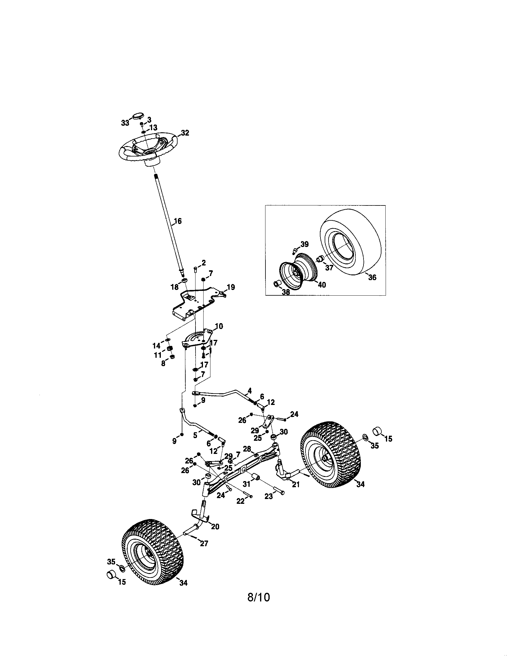 Craftsman 247289810 steering/axle diagram