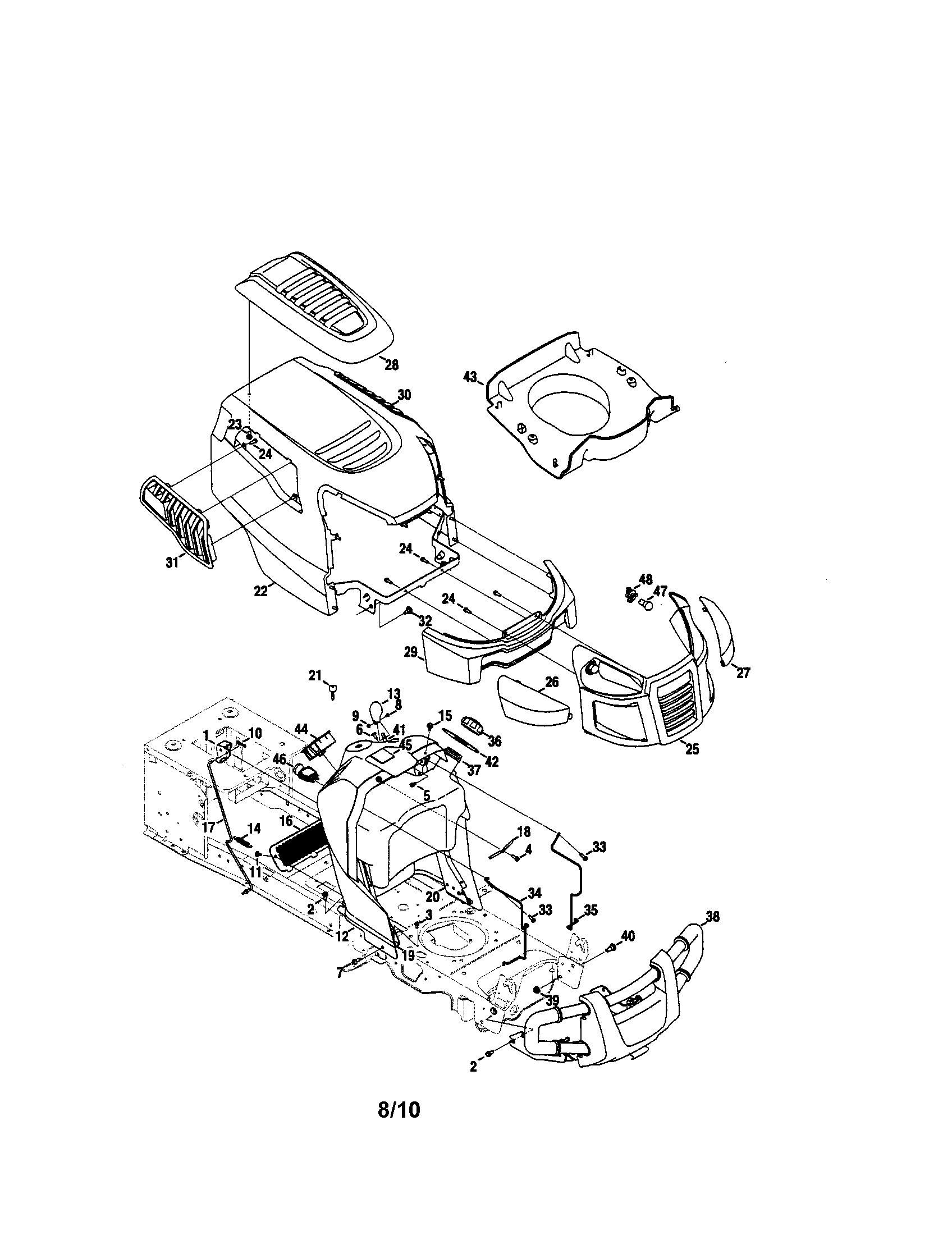 Craftsman 247289810 hood/dash diagram