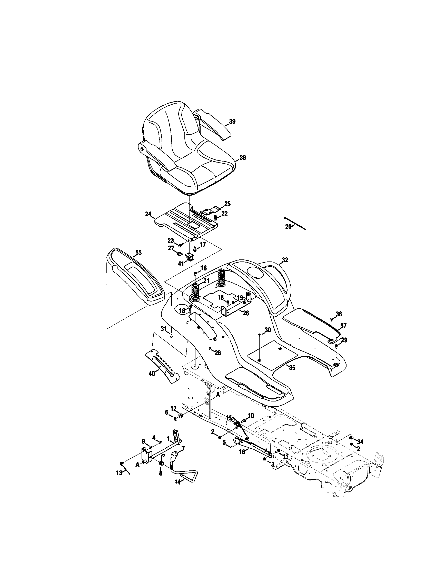 Craftsman PGT9000 seat/fender diagram