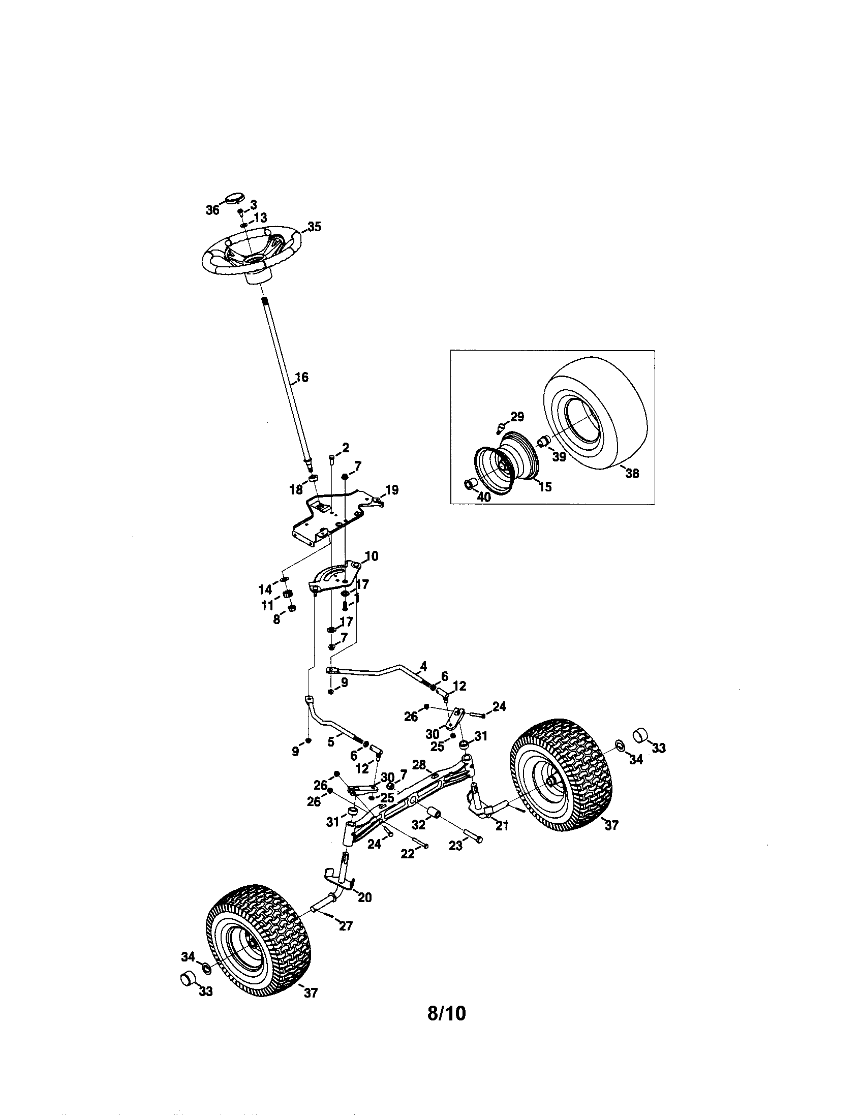 MTD 13AR91PS299 steering/axle diagram