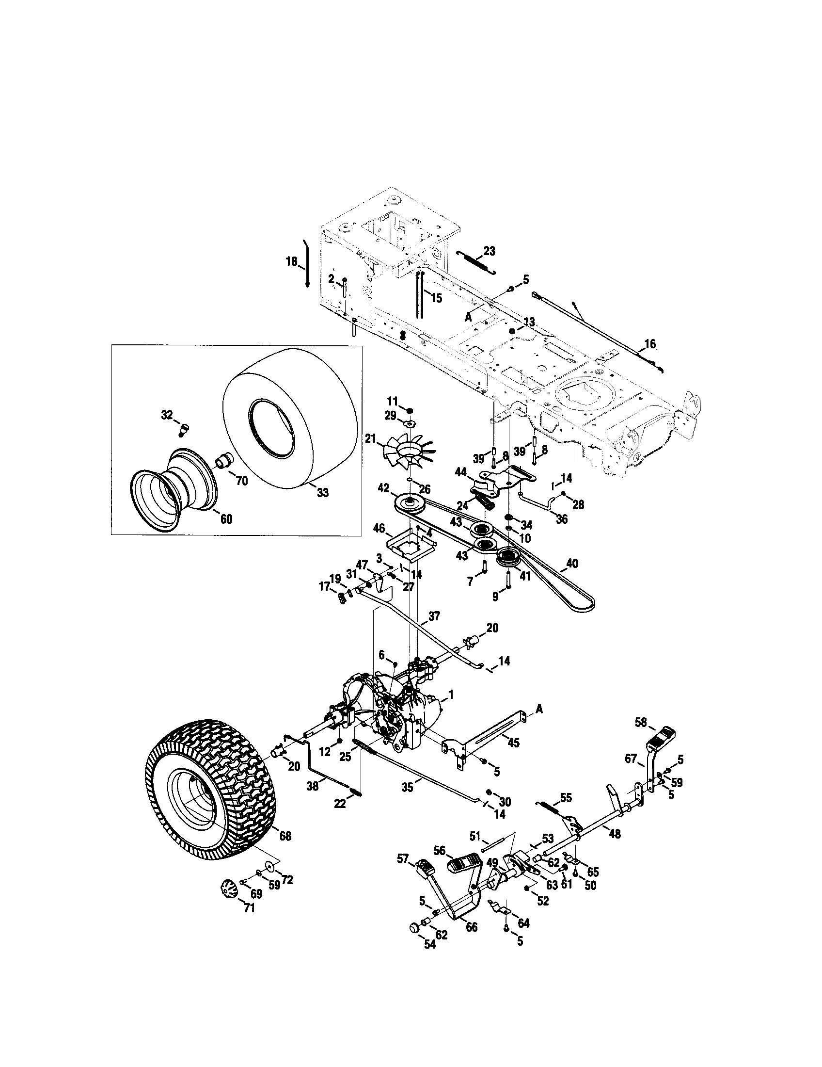 MTD 13AR91PS299 drive/rear wheels diagram