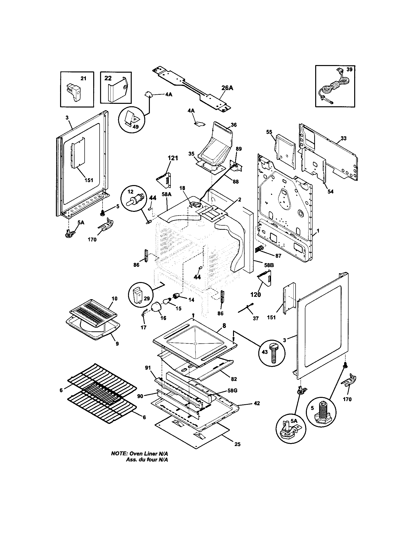 Frigidaire LFGF3027LBA body diagram