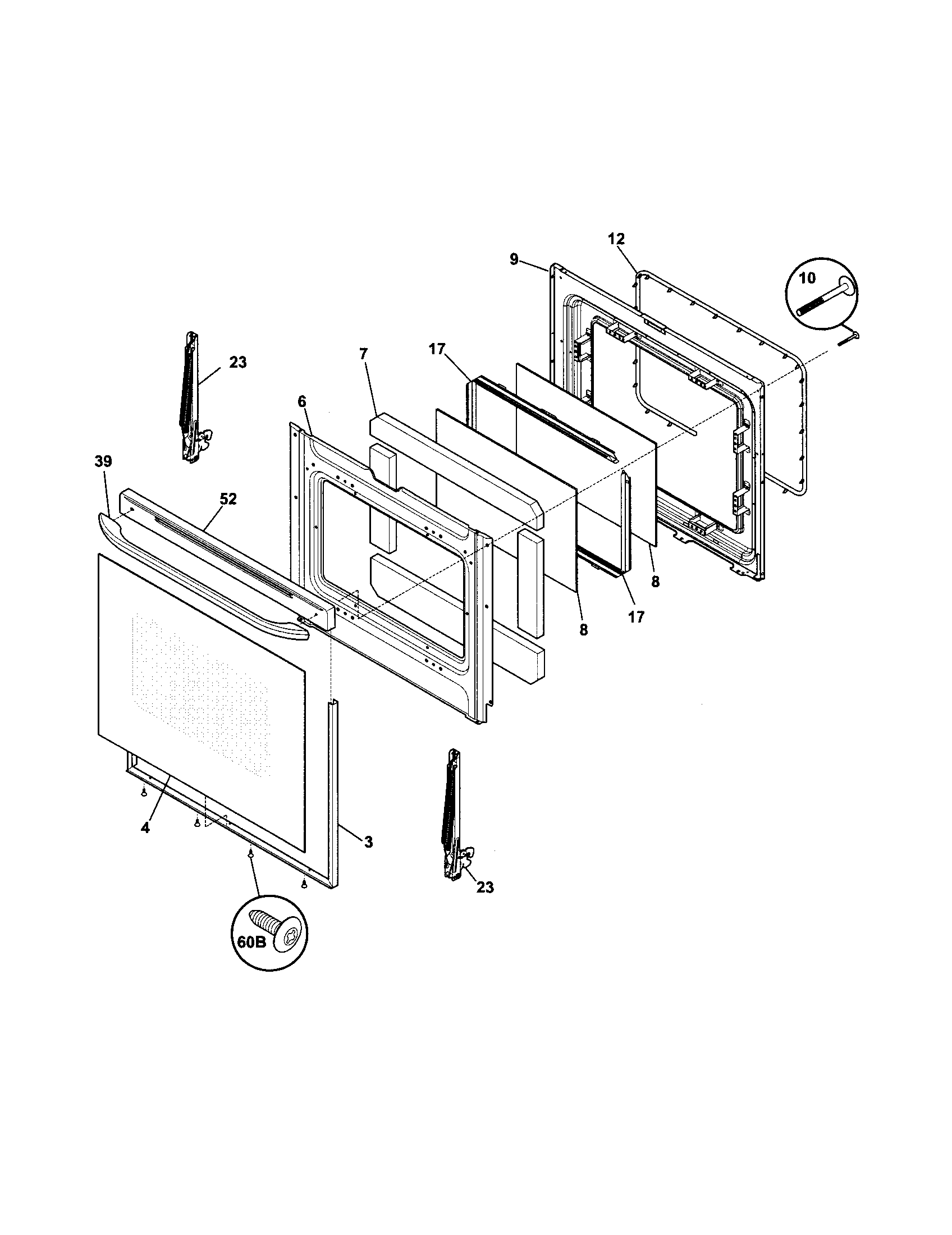Frigidaire LFGF3027LBA door diagram