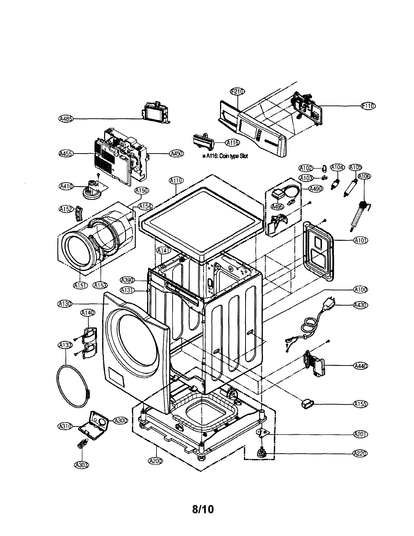 LG CW2079CWN cabinet/control panel diagram