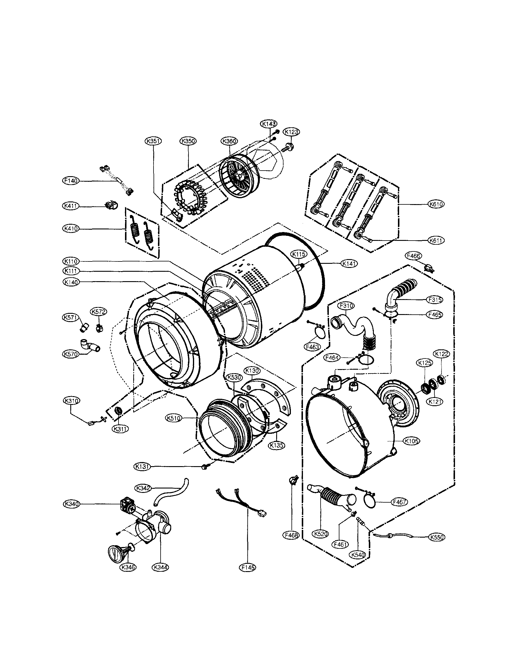 LG CW2079CWN drum/tub diagram