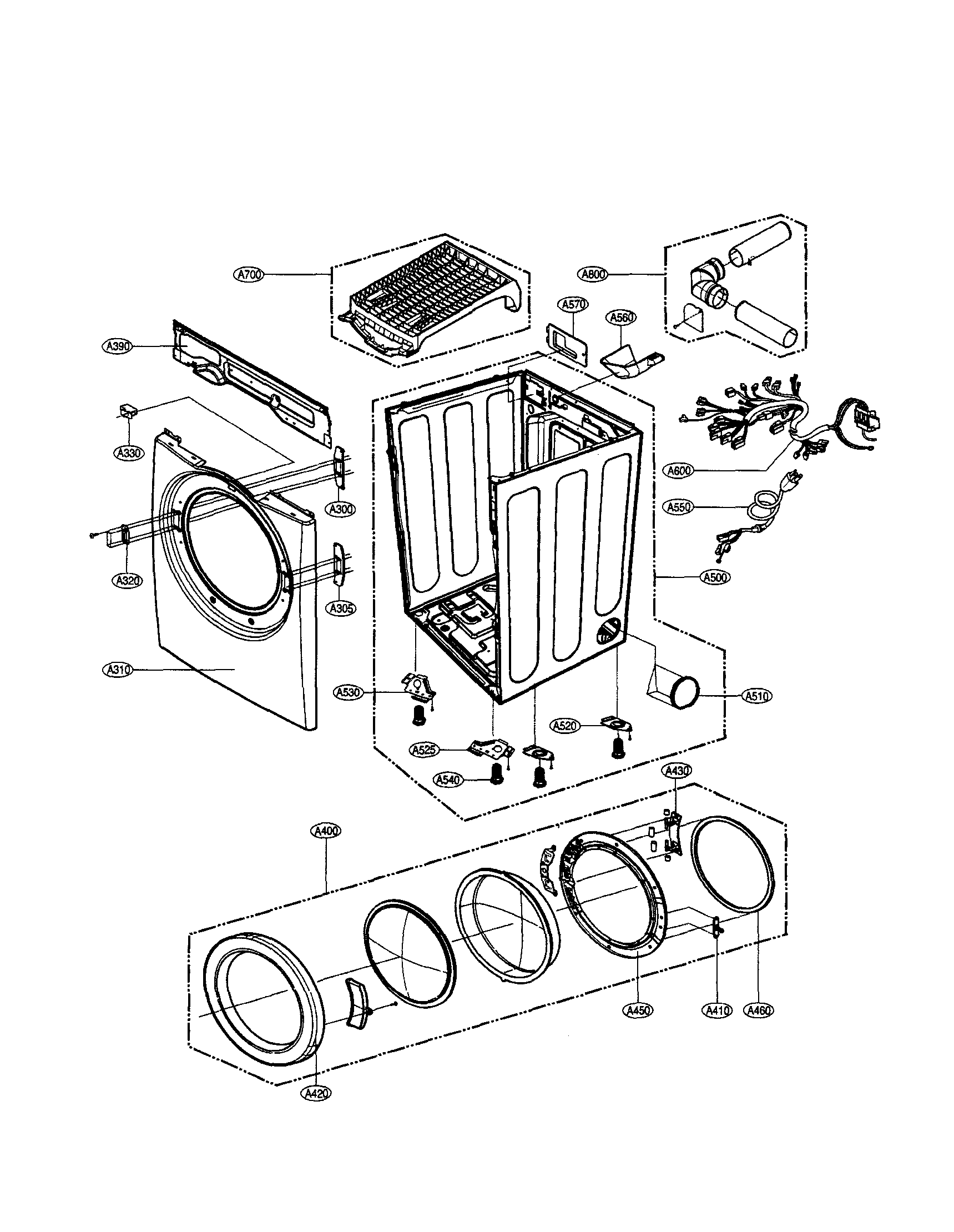 LG DLE5977BM cabinet/door diagram