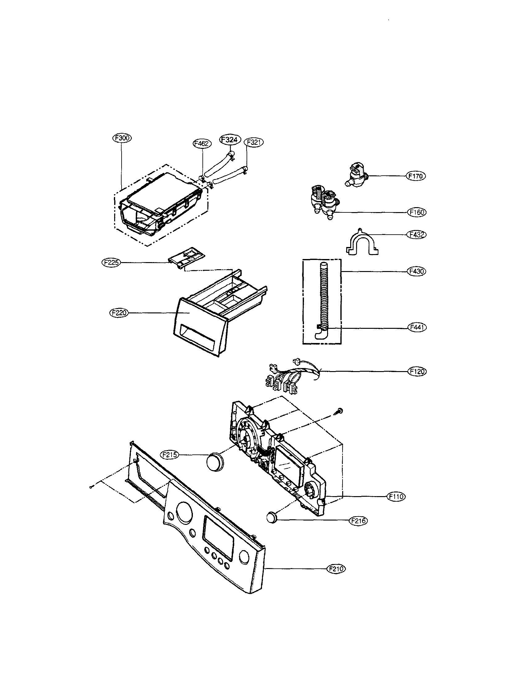 LG WM1355HR control panel/dispenser diagram