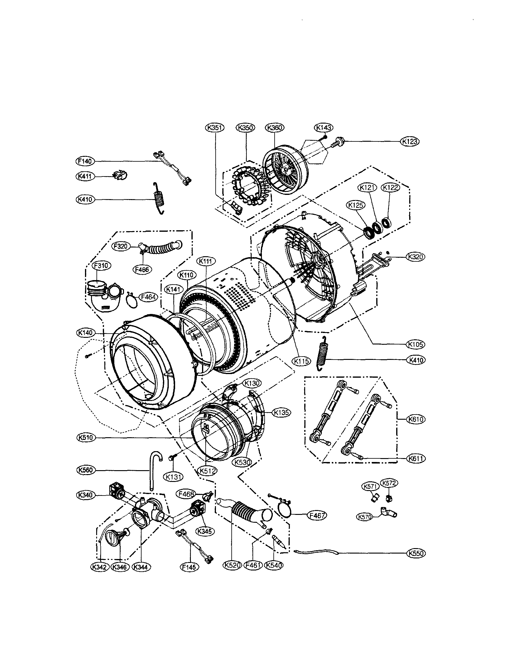 LG WM1355HR drum/tub diagram