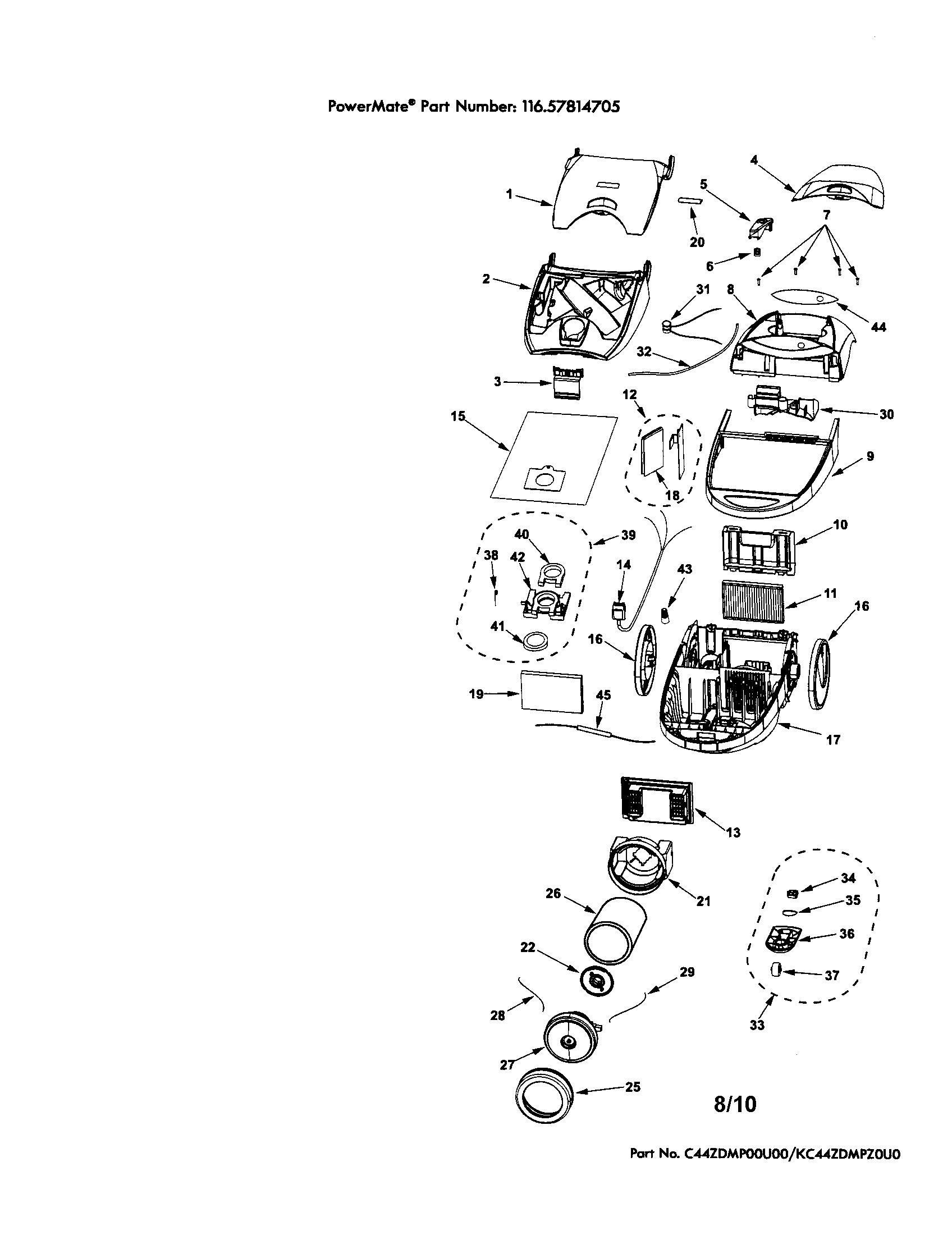 Kenmore 11627814705 canister diagram