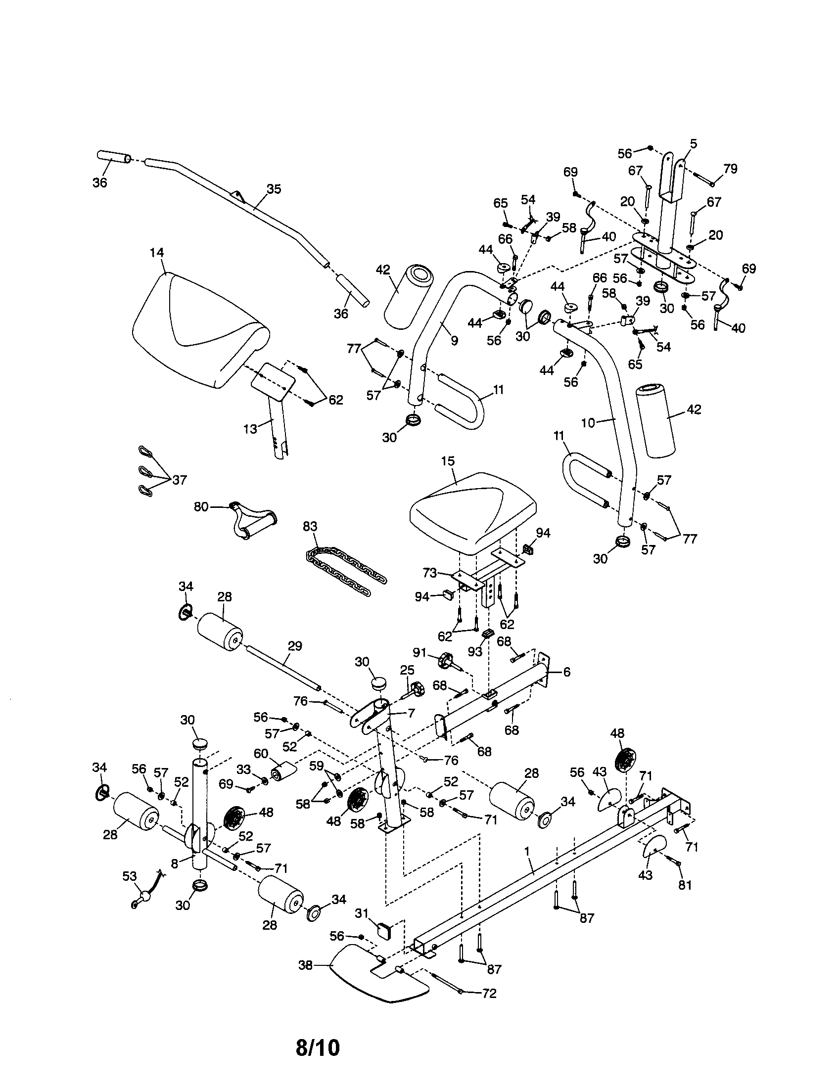 Weider 831149220 seat/base diagram