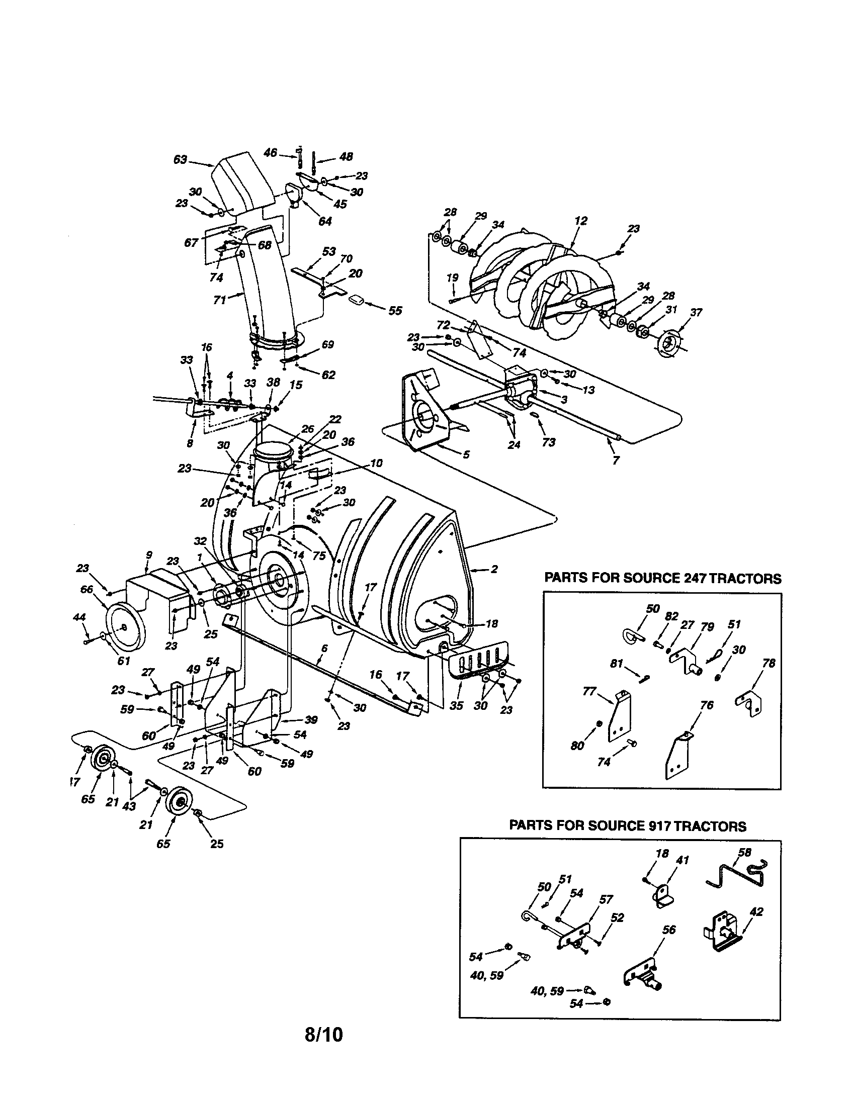 Craftsman 486248370 auger & housing/chute diagram