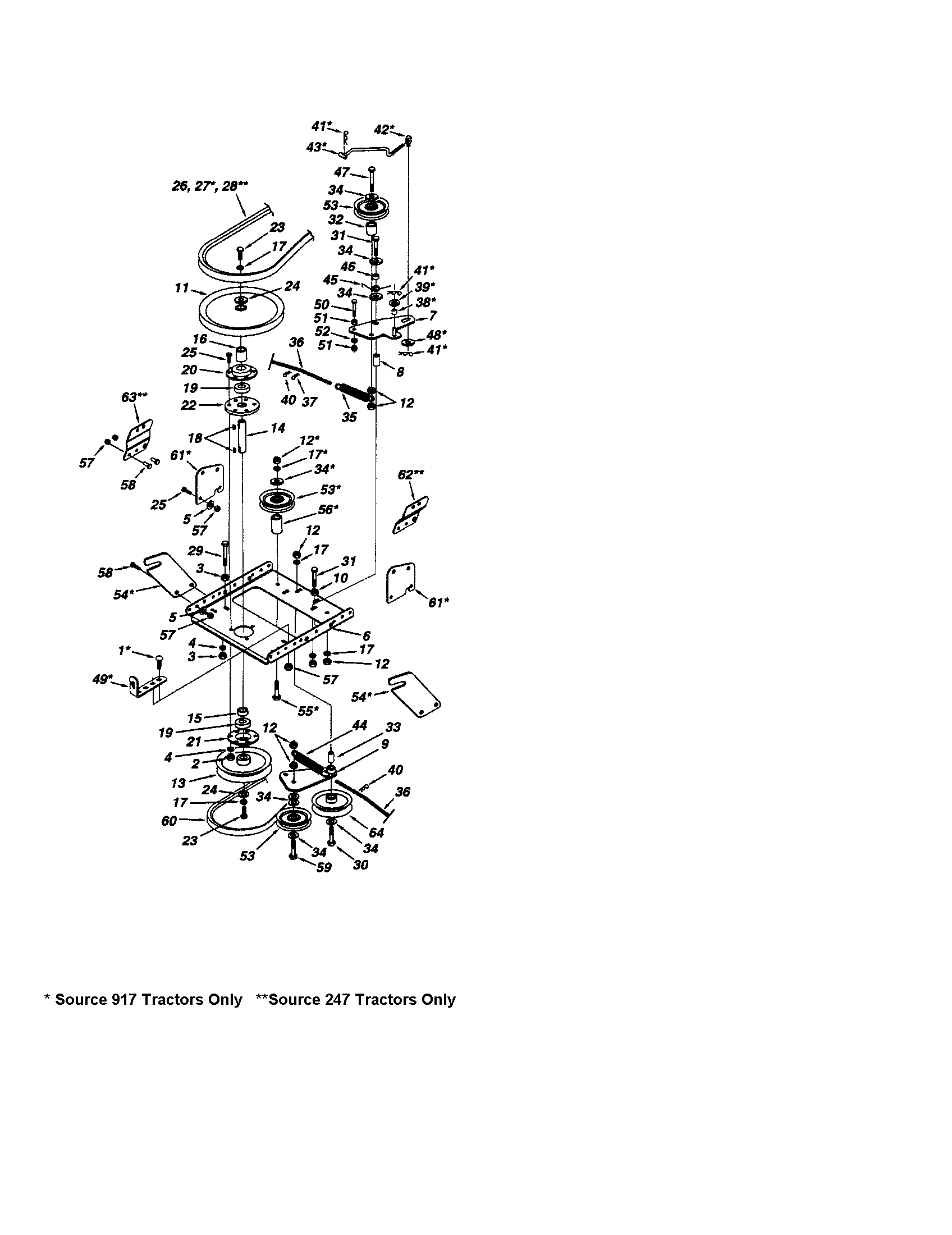 Craftsman 486248370 pulleys/frame diagram