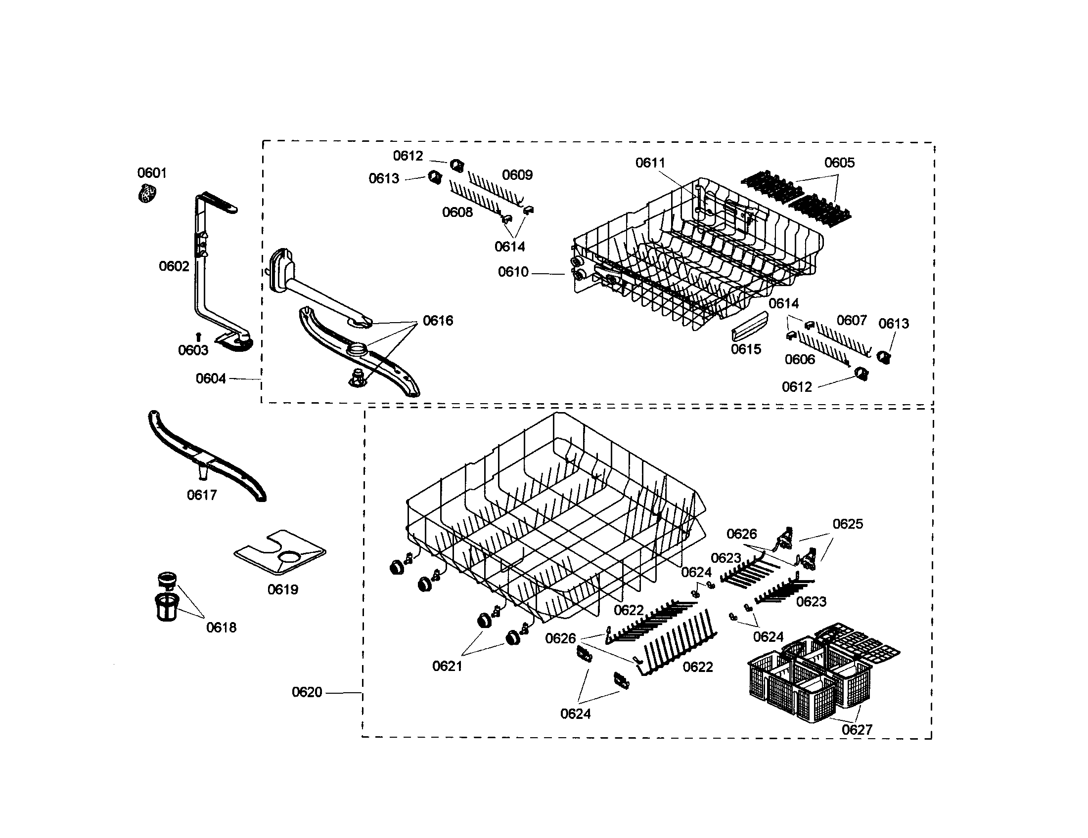 Bosch S35KMK17UC/18 racks/spray arm diagram