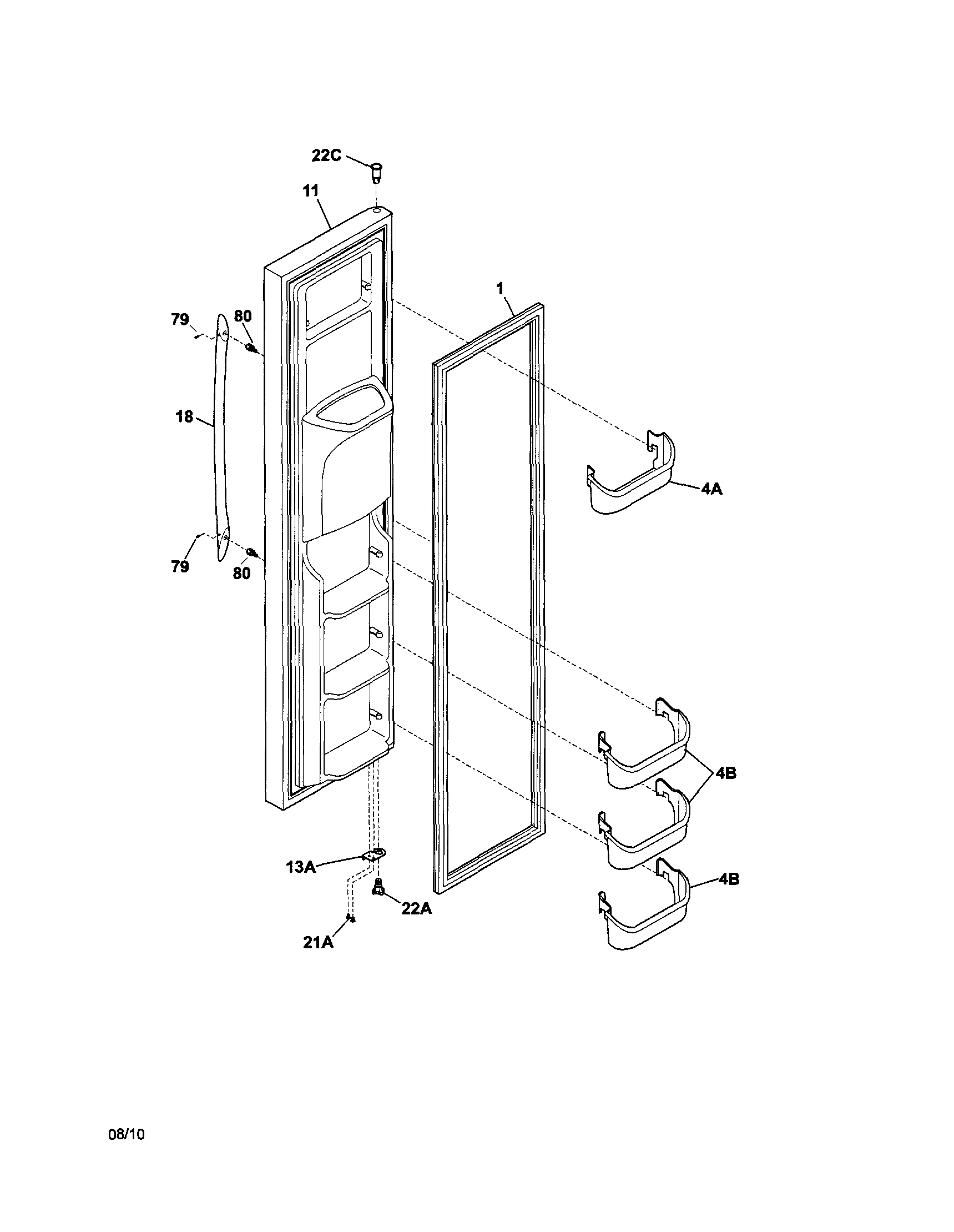 Frigidaire FGHS2334KB5 freezer door diagram