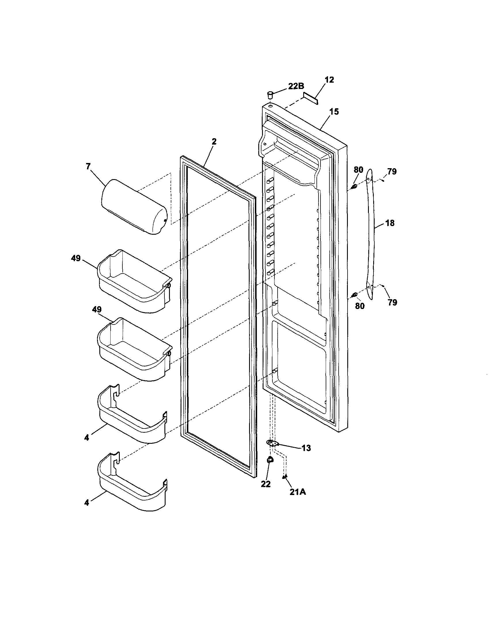 Frigidaire FGHS2334KB5 refrigerator door diagram