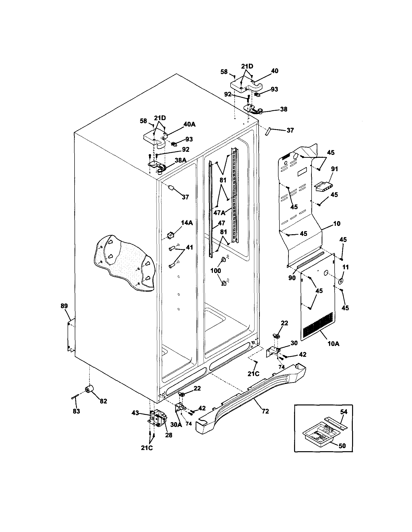 Frigidaire FGHS2334KB5 cabinet diagram