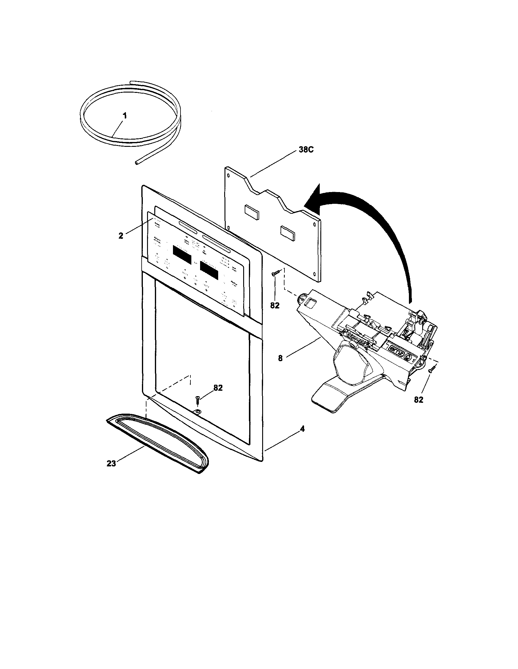 Frigidaire FGHS2334KB5 ice & water dispenser diagram