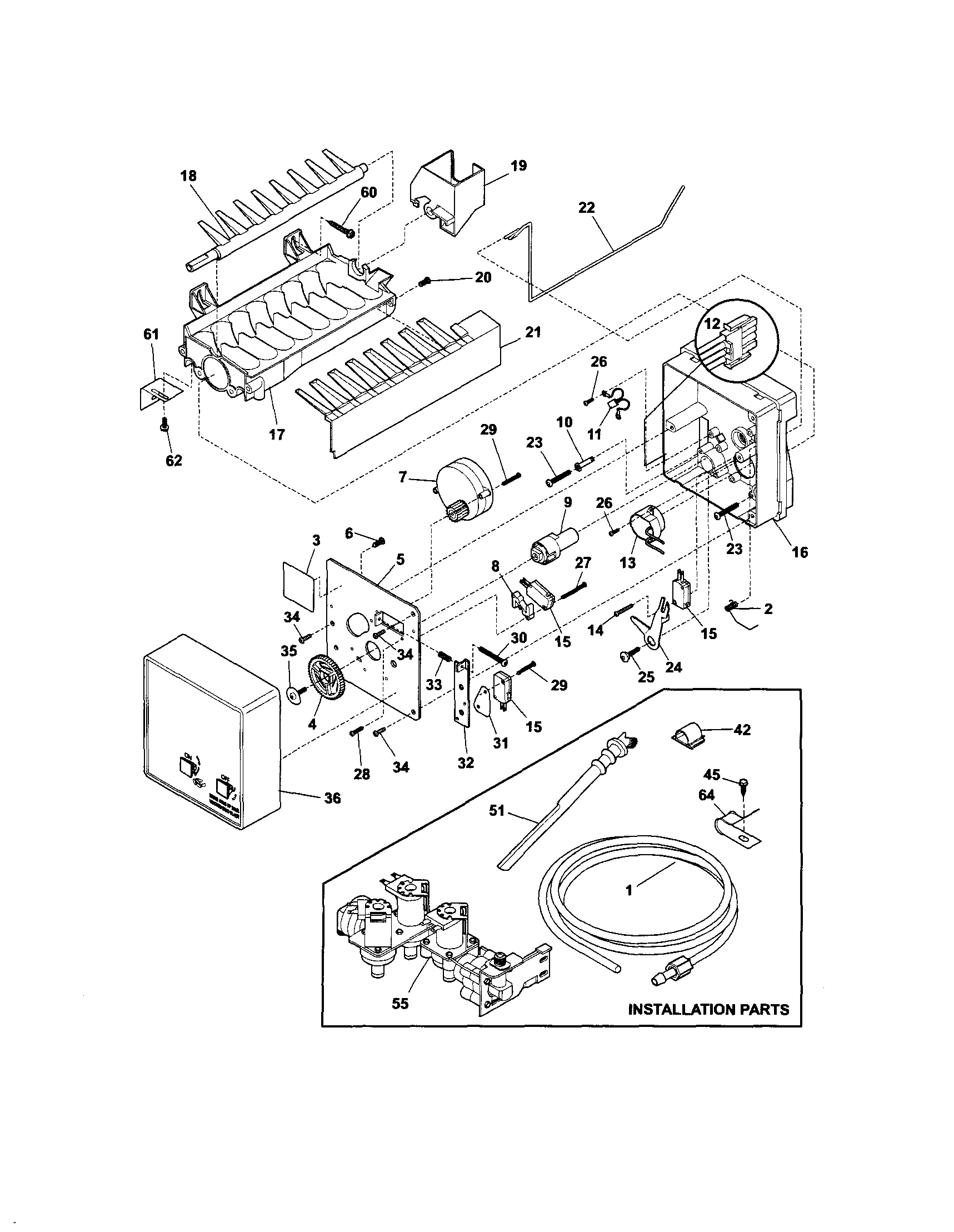 Frigidaire FGHS2334KB5 ice maker diagram