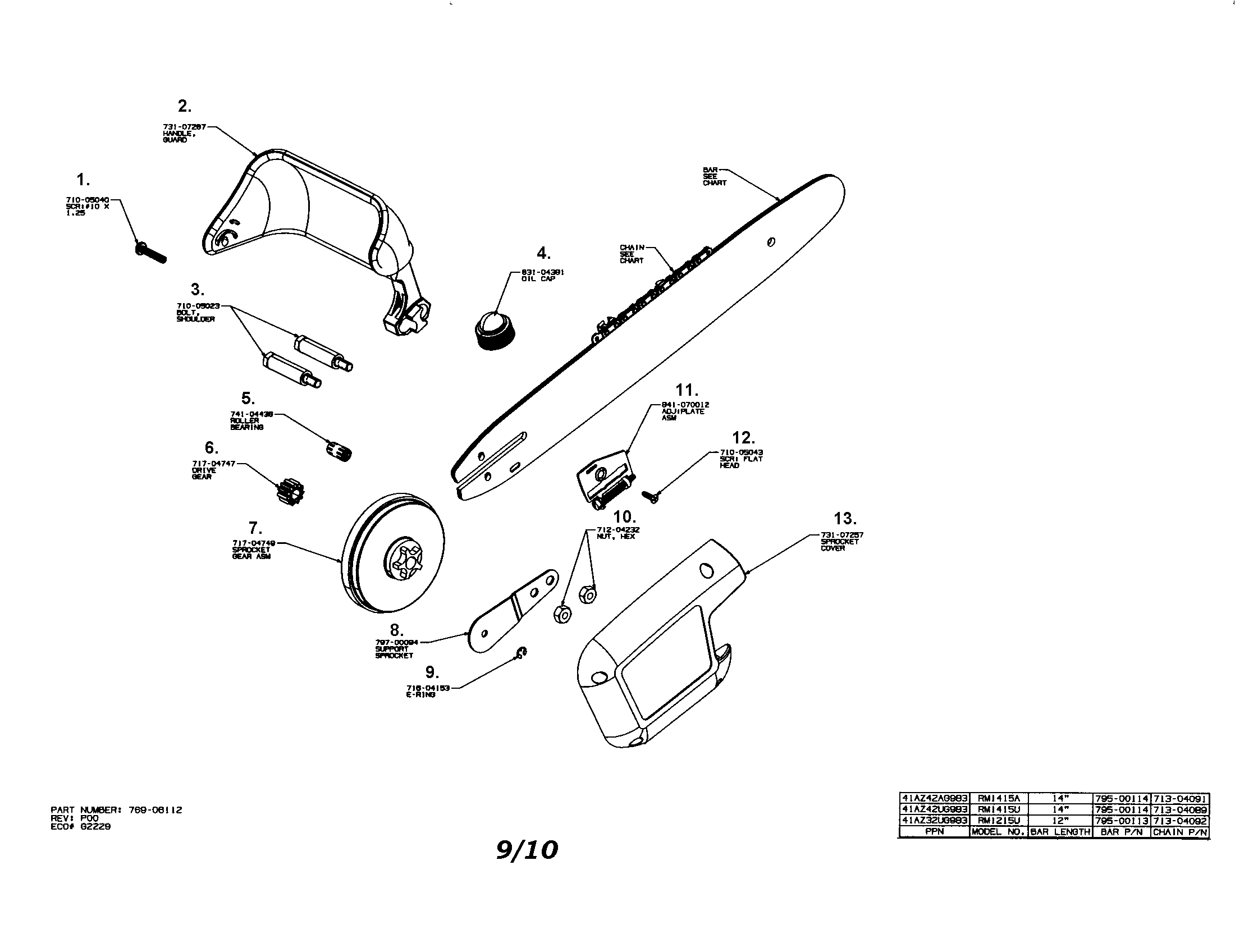Craftsman 31641470 chain saw diagram