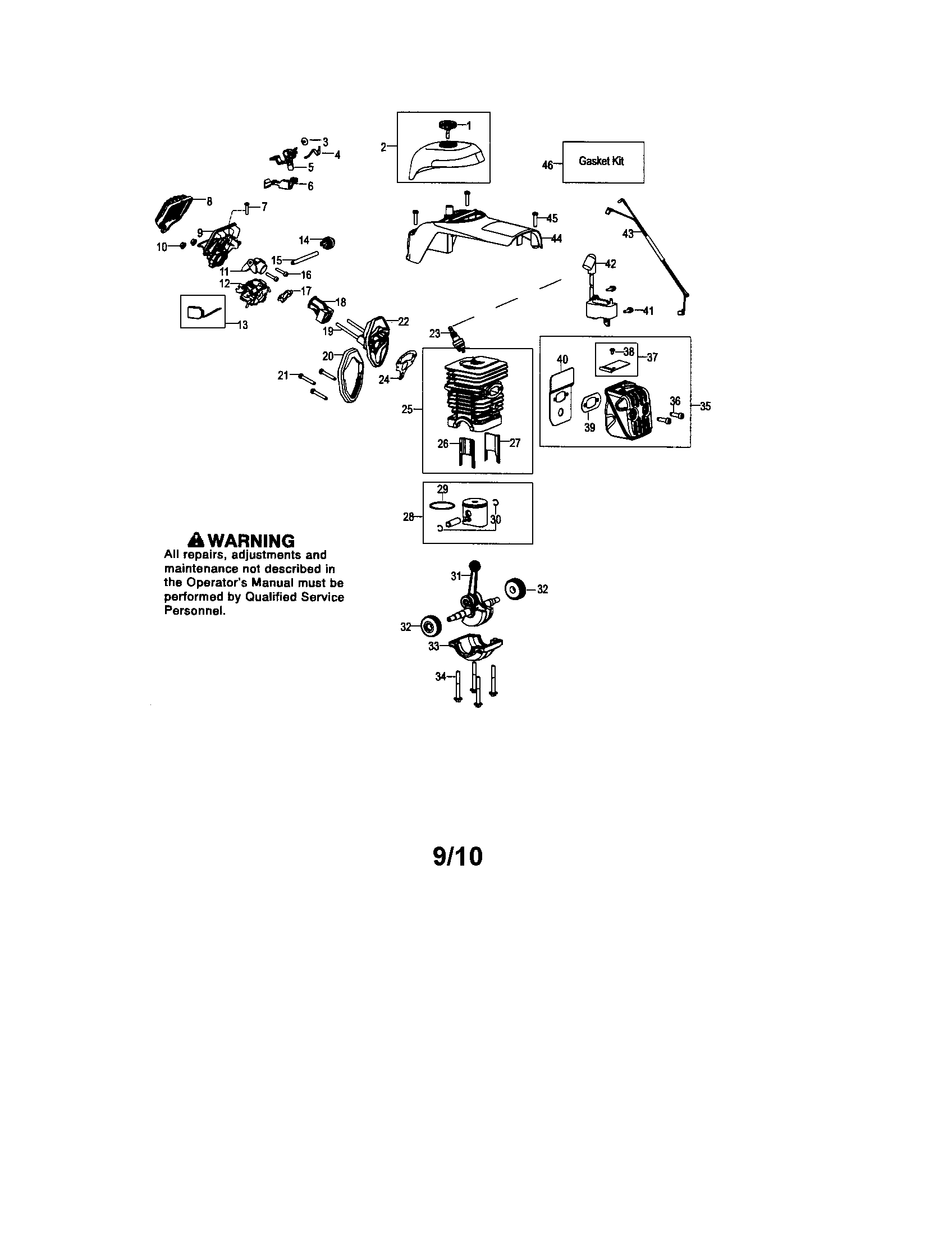 Craftsman 358350980 cylinder/shield/muffler diagram