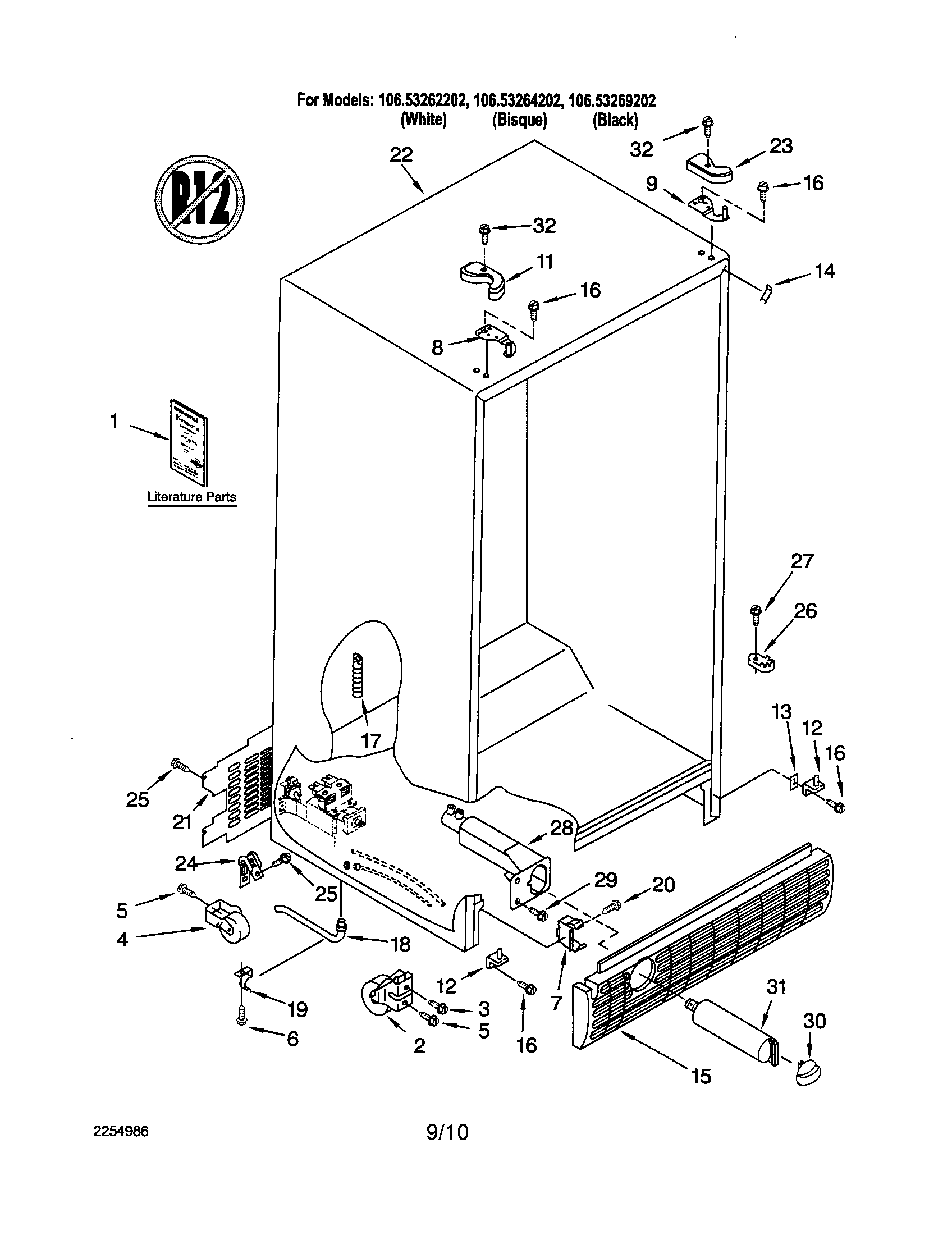 Kenmore 10653269202 cabinet diagram