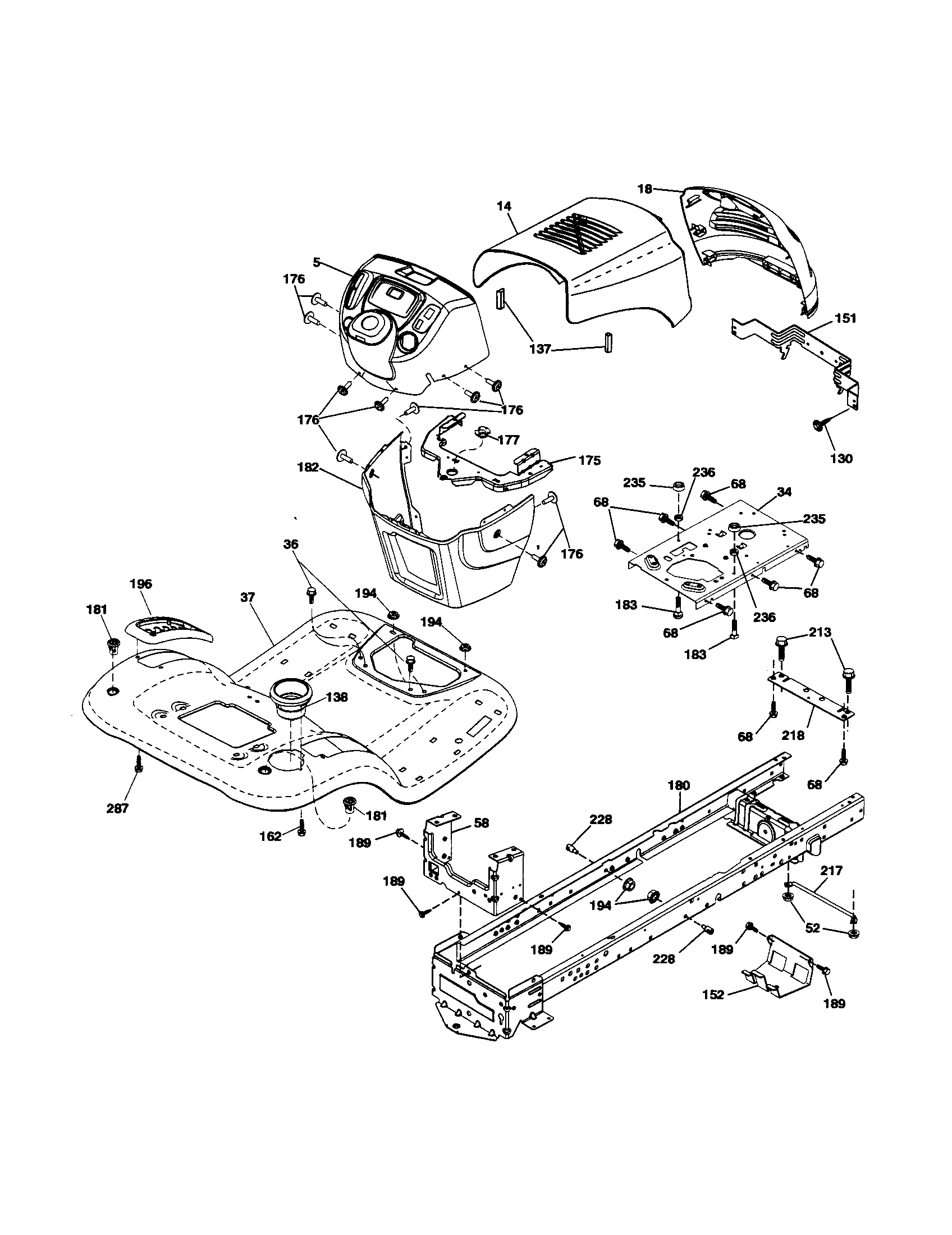 Poulan PXT12530 (96046001400) chassis diagram