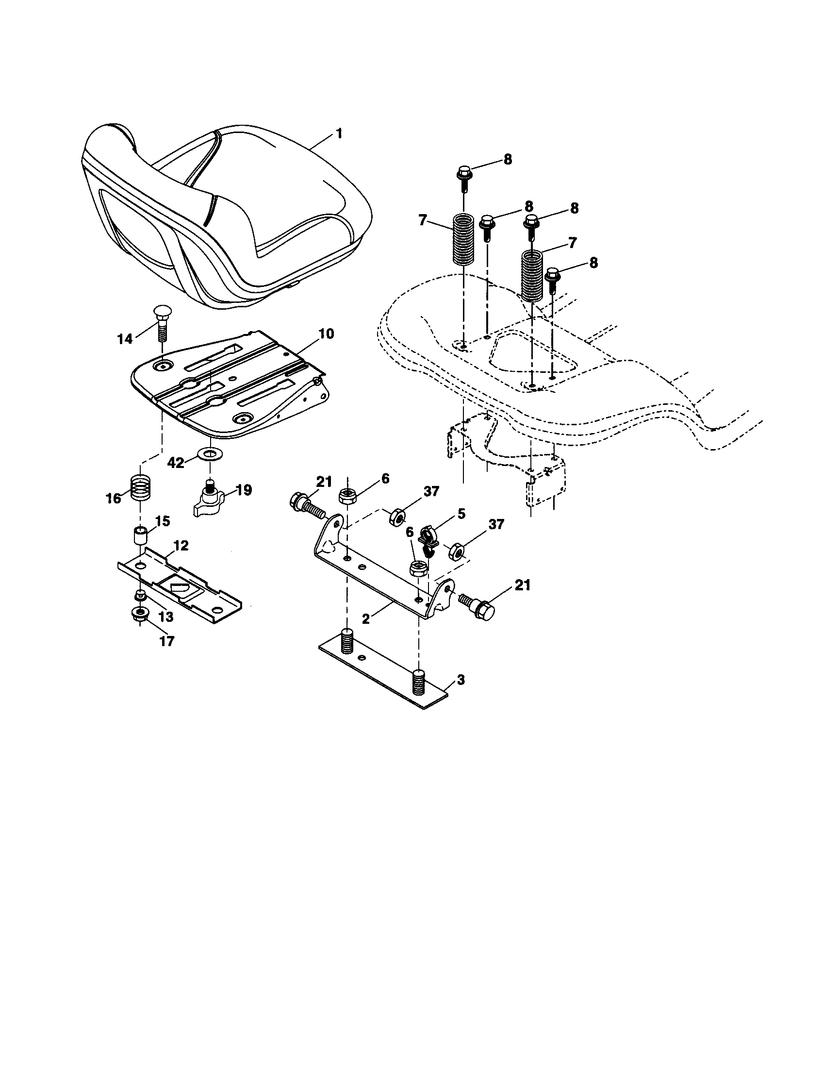 Poulan PXT12530 (96046001400) seat diagram