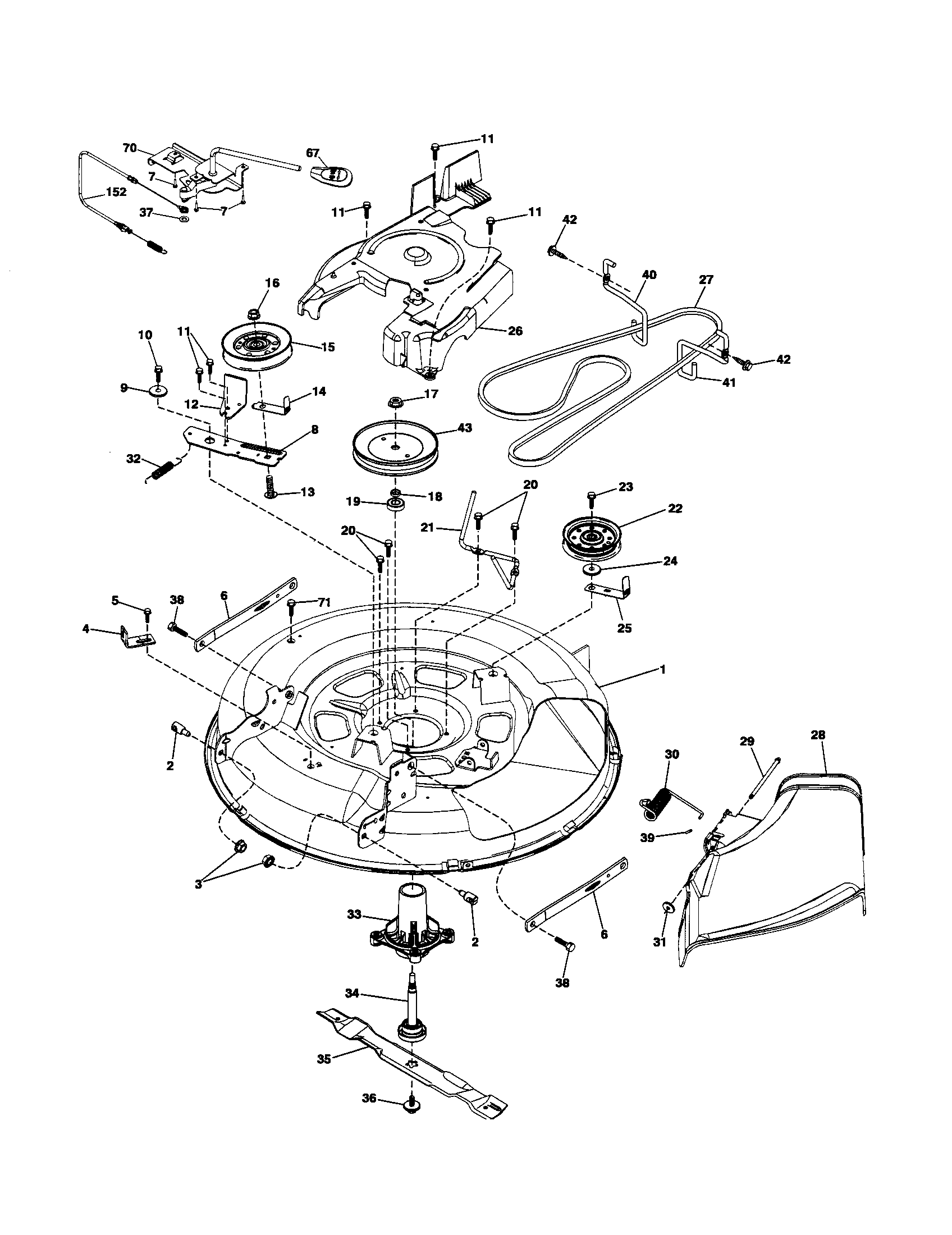 Poulan PXT12530 (96046001400) mower deck diagram